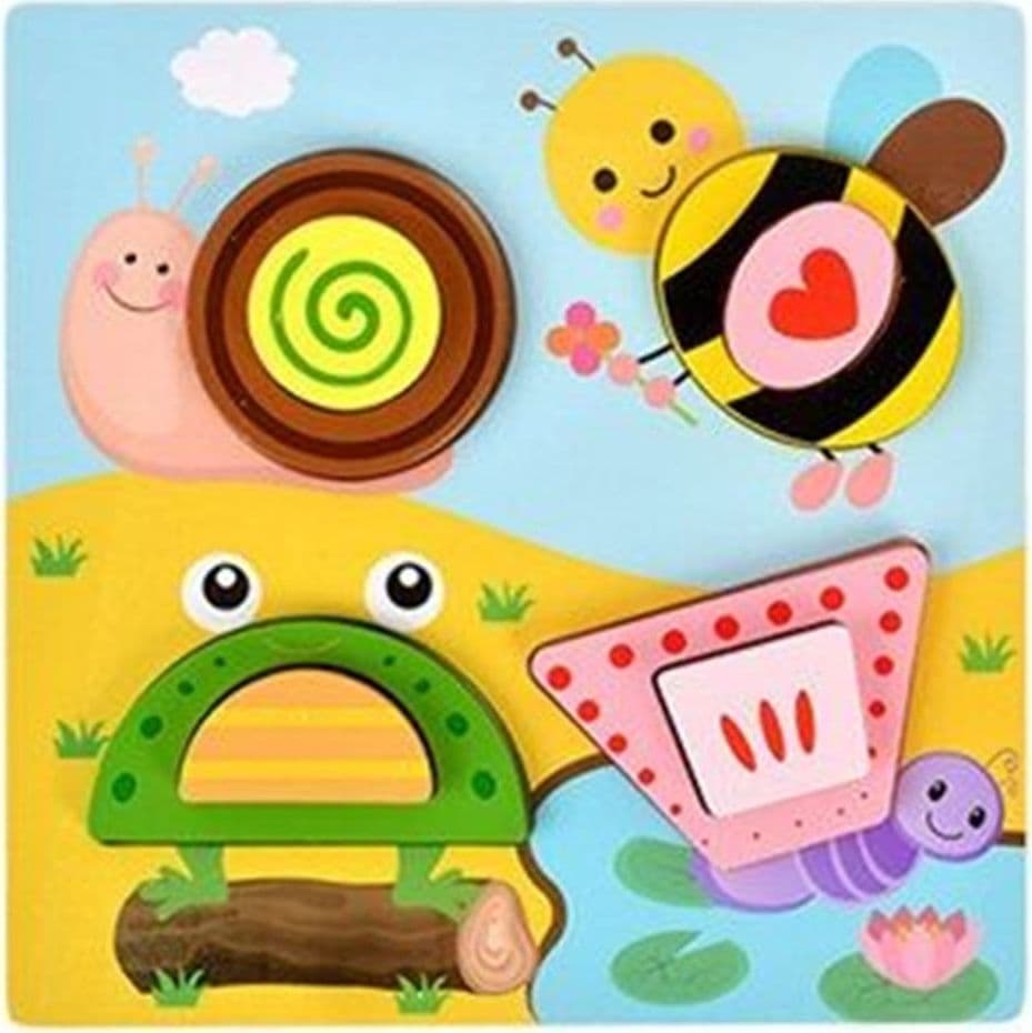 PUZZLE IN LEGNO A INCASTRO GIOCO EDUCATIVO PER BAMBINI INSERTI ASSORTITI 4 MODELLI 66959 - 5