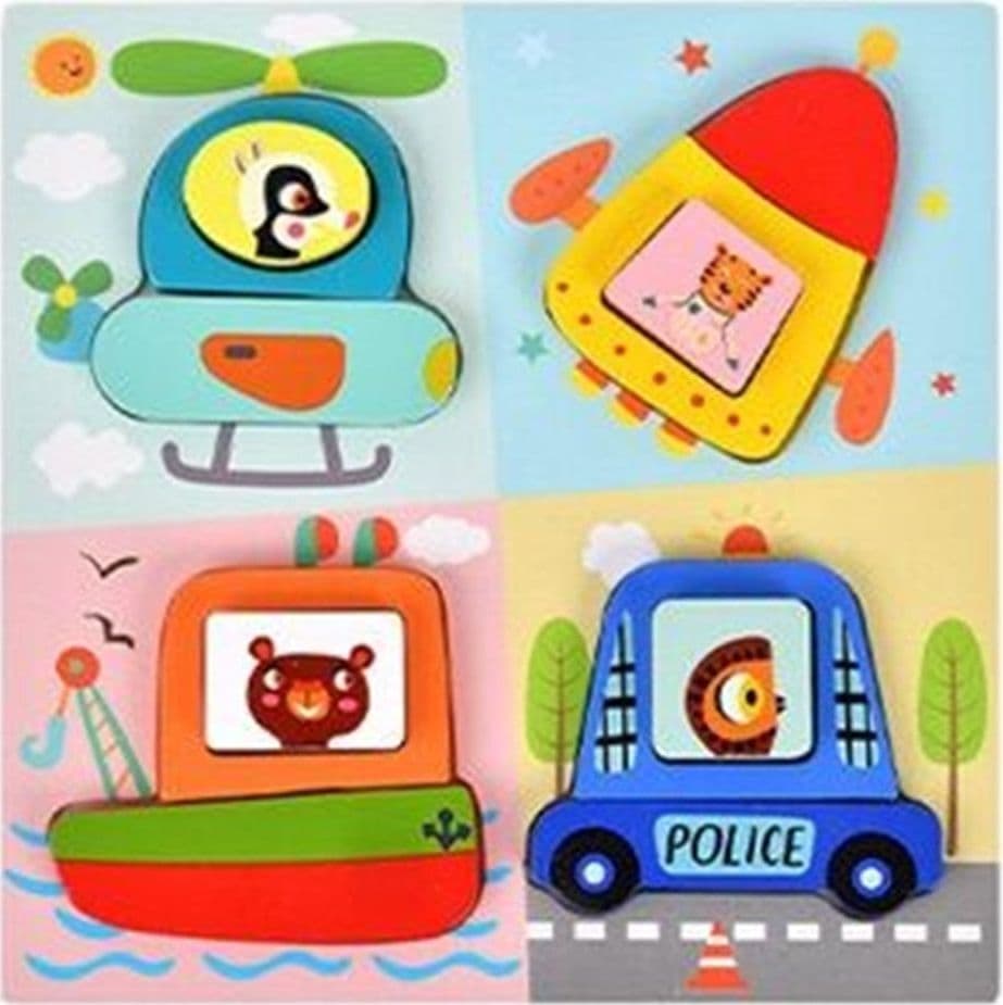 PUZZLE IN LEGNO A INCASTRO GIOCO EDUCATIVO PER BAMBINI INSERTI ASSORTITI 4 MODELLI 66959 - 6