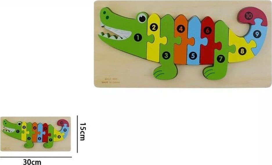 PUZZLE IN LEGNO FORMA COCCODRILLO GIOCO EDUCATIVO NUMERI COLORATO BAMBINI IMPARARE 66957 - 2