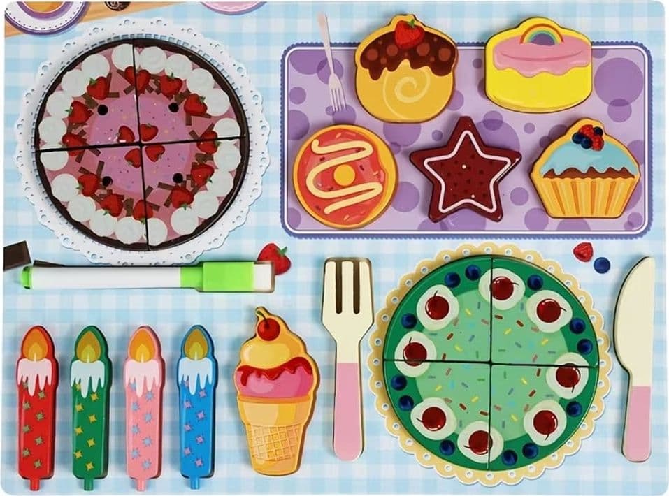 SET PUZZLE LAVAGNA GIOCO IN LEGNO REVERSIBILE EDUCATIVO BAMBINI TEMA DOLCI TORTE 32375 - 6