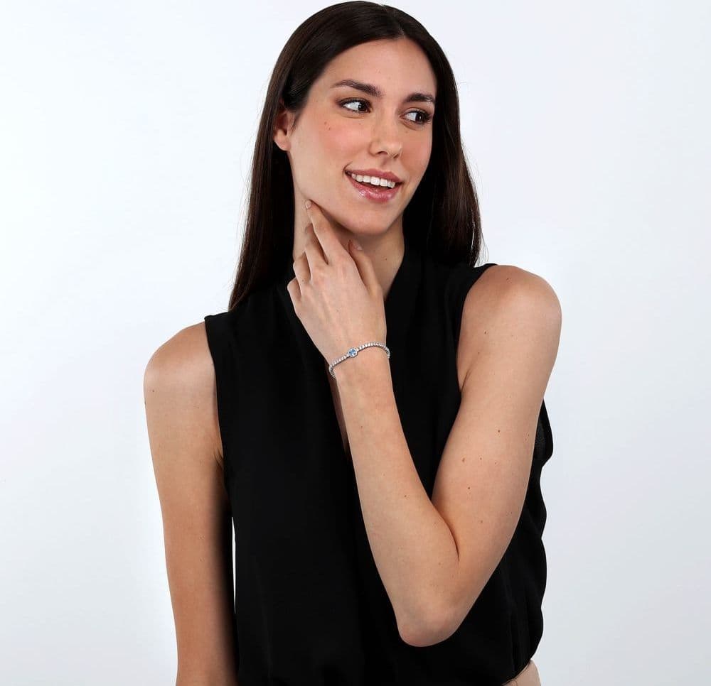 Bracciale Tennis Morellato Tesori Argento Zirconi Azzurri (SAIW112) - 5