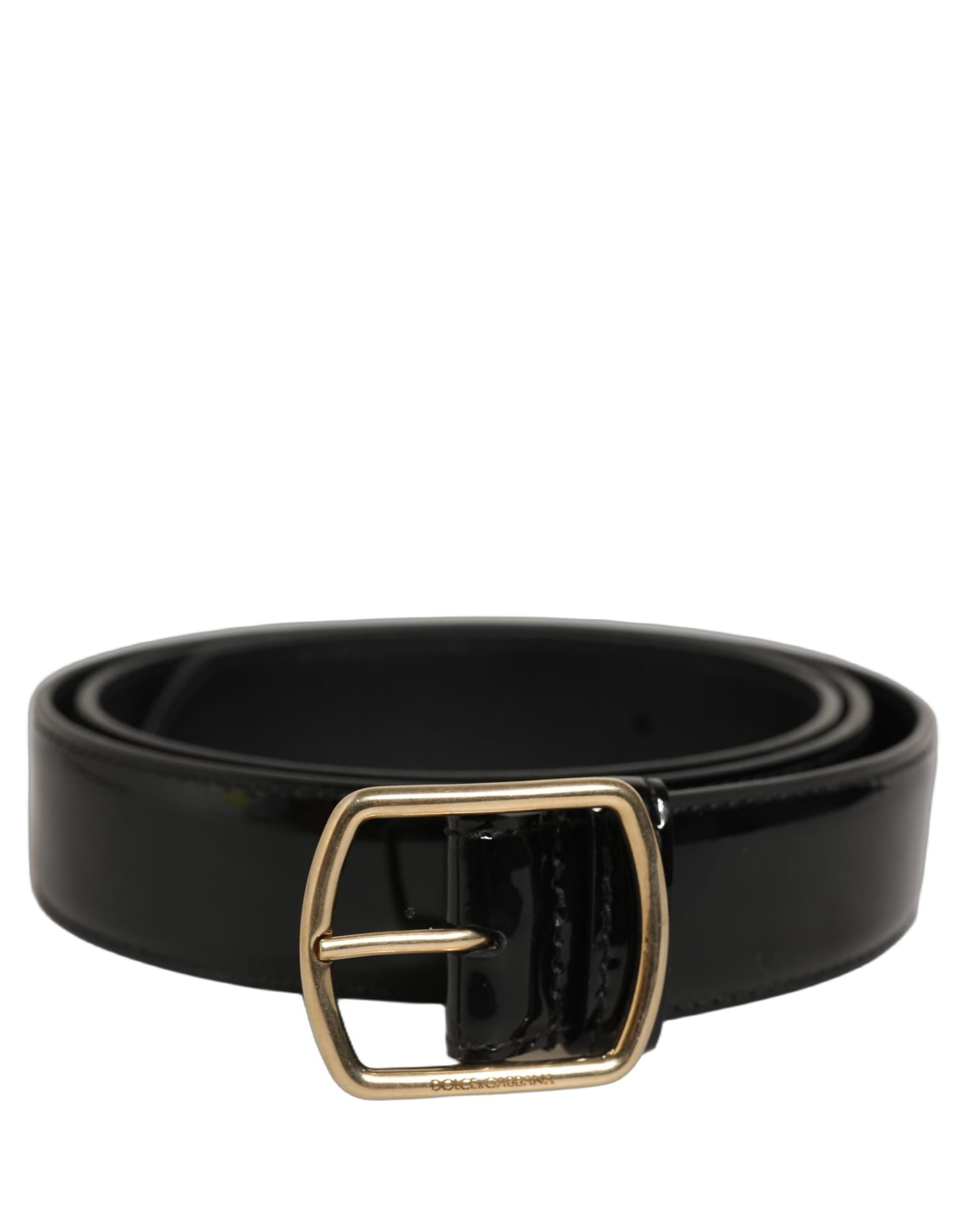 Dolce & Gabbana Black Patent Leather Gold Metal Buckle Belt - 2