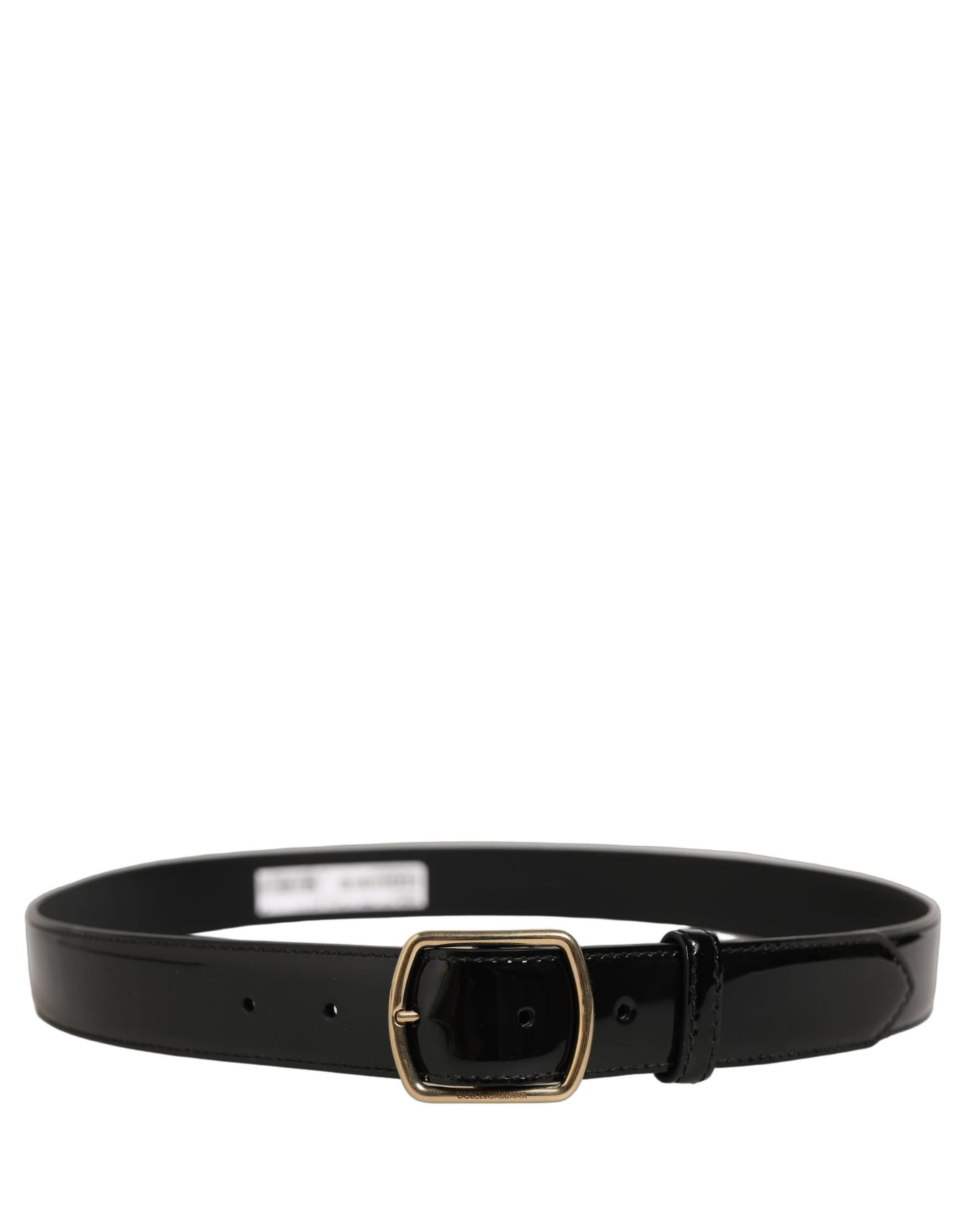Dolce & Gabbana Black Patent Leather Gold Metal Buckle Belt - 3