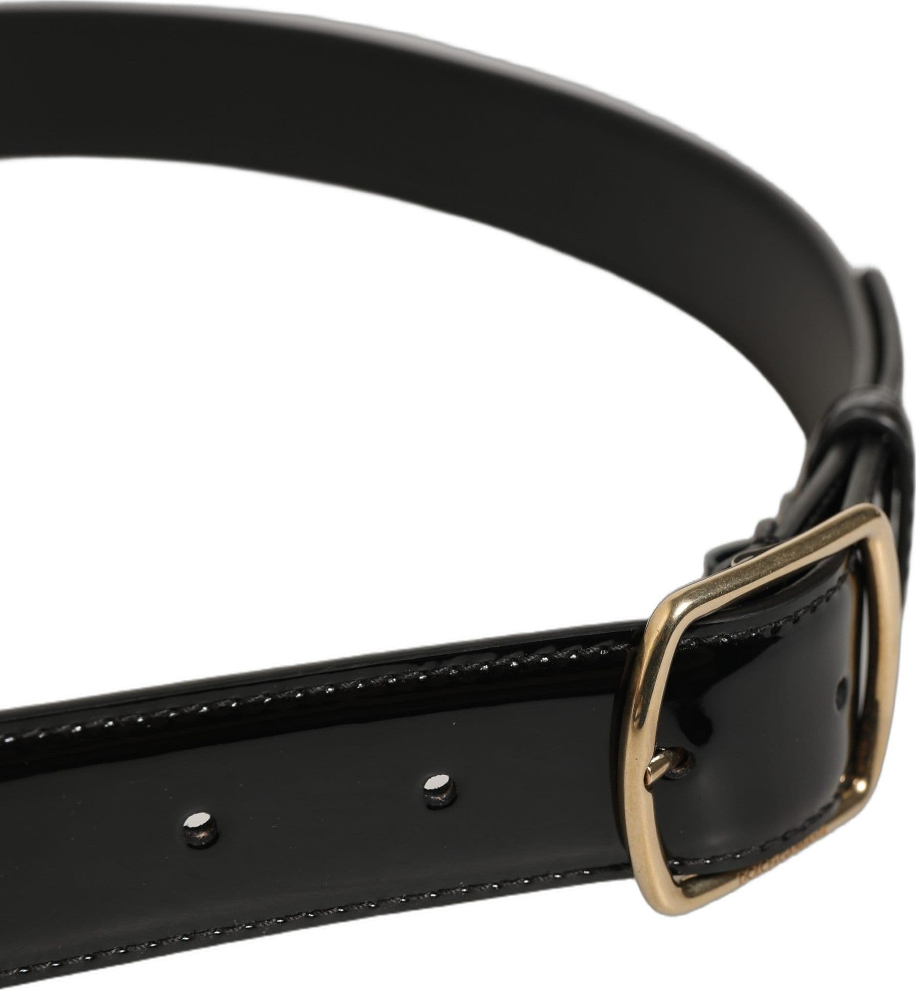 Dolce & Gabbana Black Patent Leather Gold Metal Buckle Belt - 4