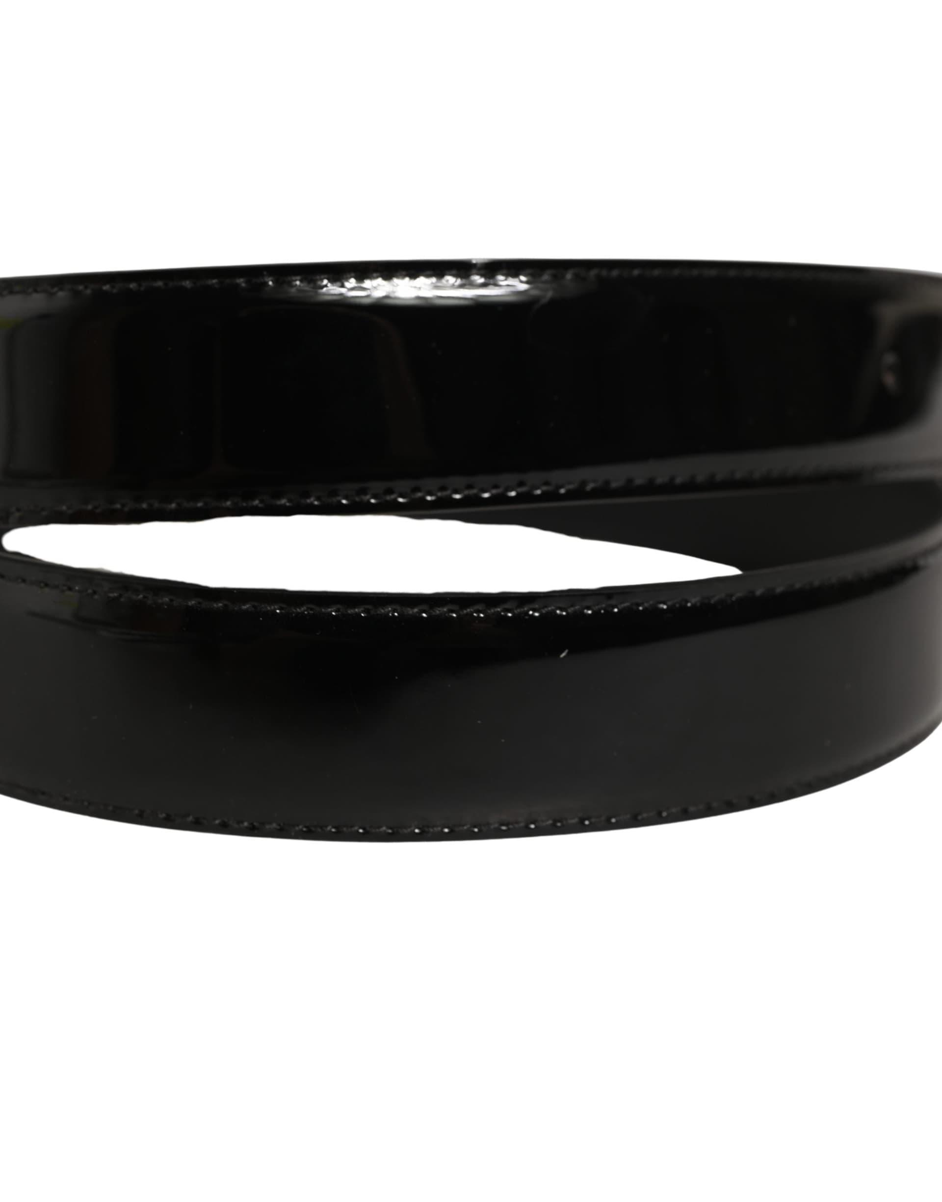 Dolce & Gabbana Black Patent Leather Gold Metal Buckle Belt - 5