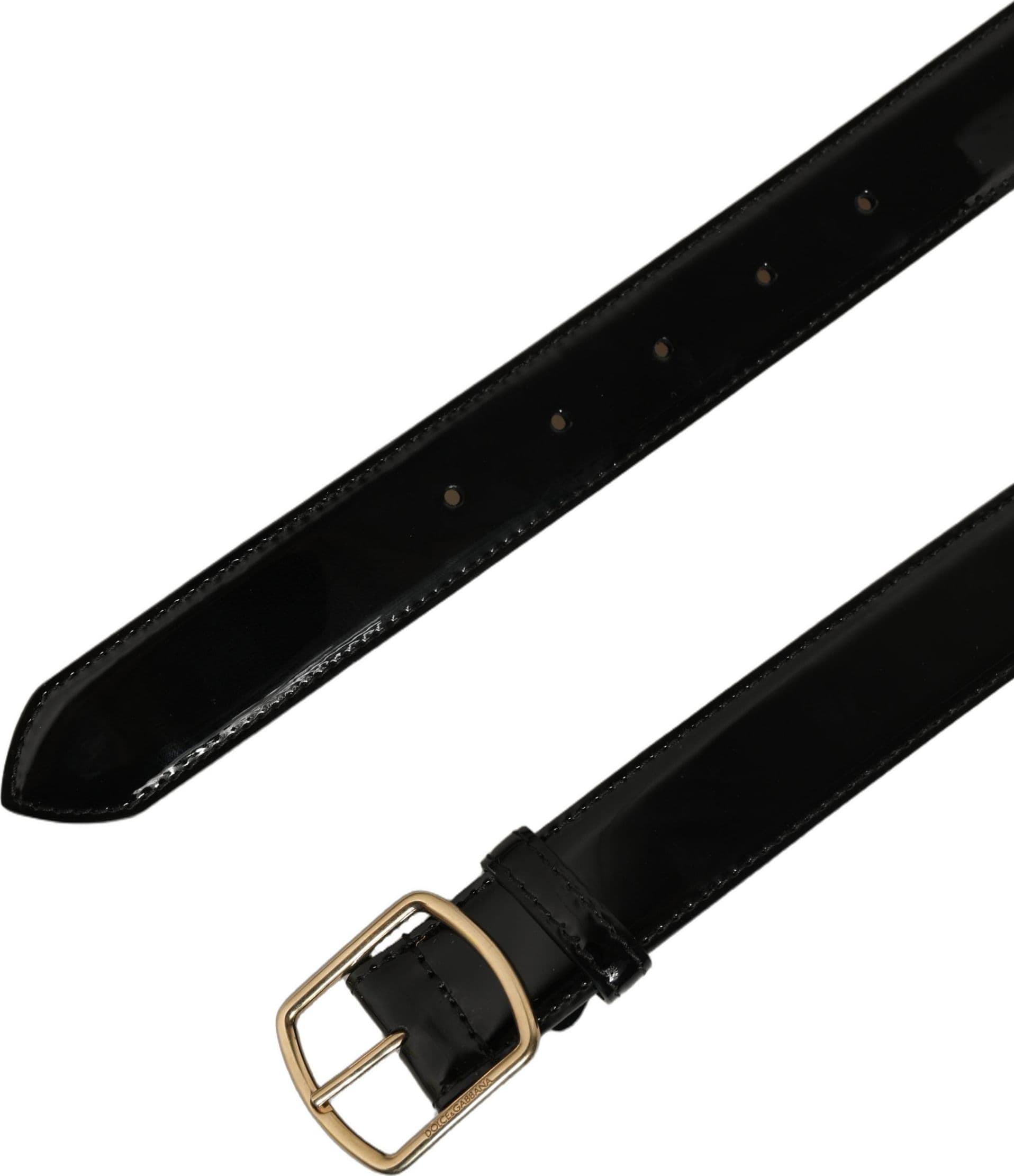 Dolce & Gabbana Black Patent Leather Gold Metal Buckle Belt - 7
