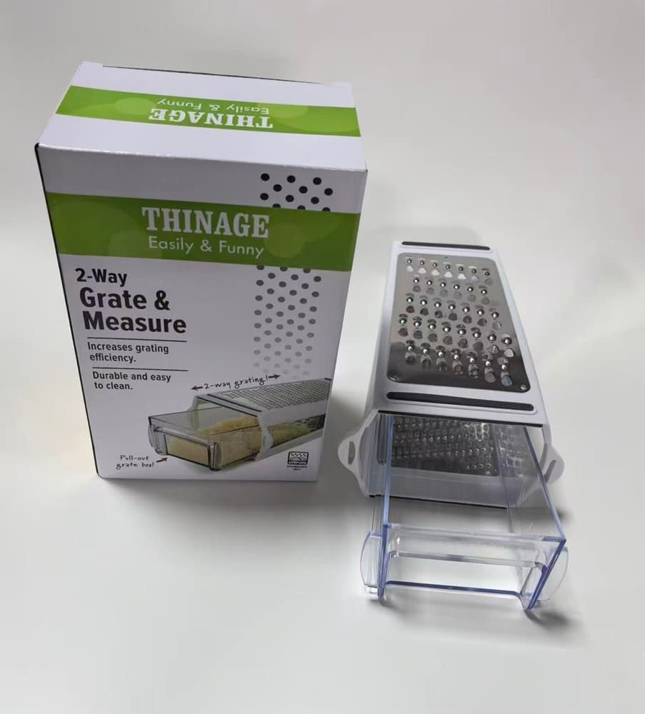 GRATTUGIA A DOPPIA FACCIA CON IMPUGNATURA CONTENITORE TRASPARENTE FORMAGGIO VERDURE CUCINA - 11