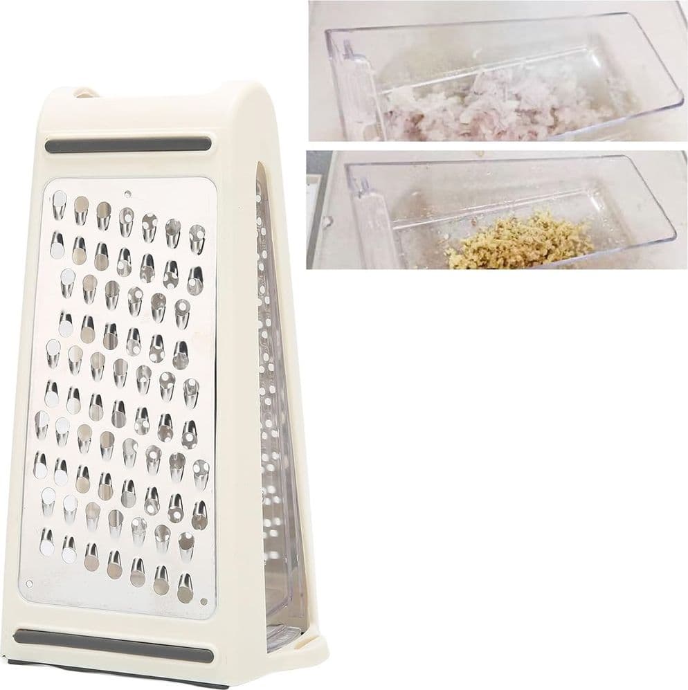 GRATTUGIA A DOPPIA FACCIA CON IMPUGNATURA CONTENITORE TRASPARENTE FORMAGGIO VERDURE CUCINA - 5