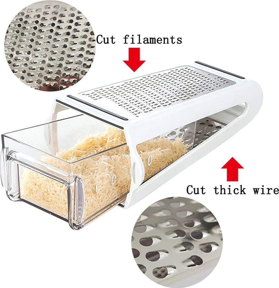 GRATTUGIA A DOPPIA FACCIA CON IMPUGNATURA CONTENITORE TRASPARENTE FORMAGGIO VERDURE CUCINA - 10