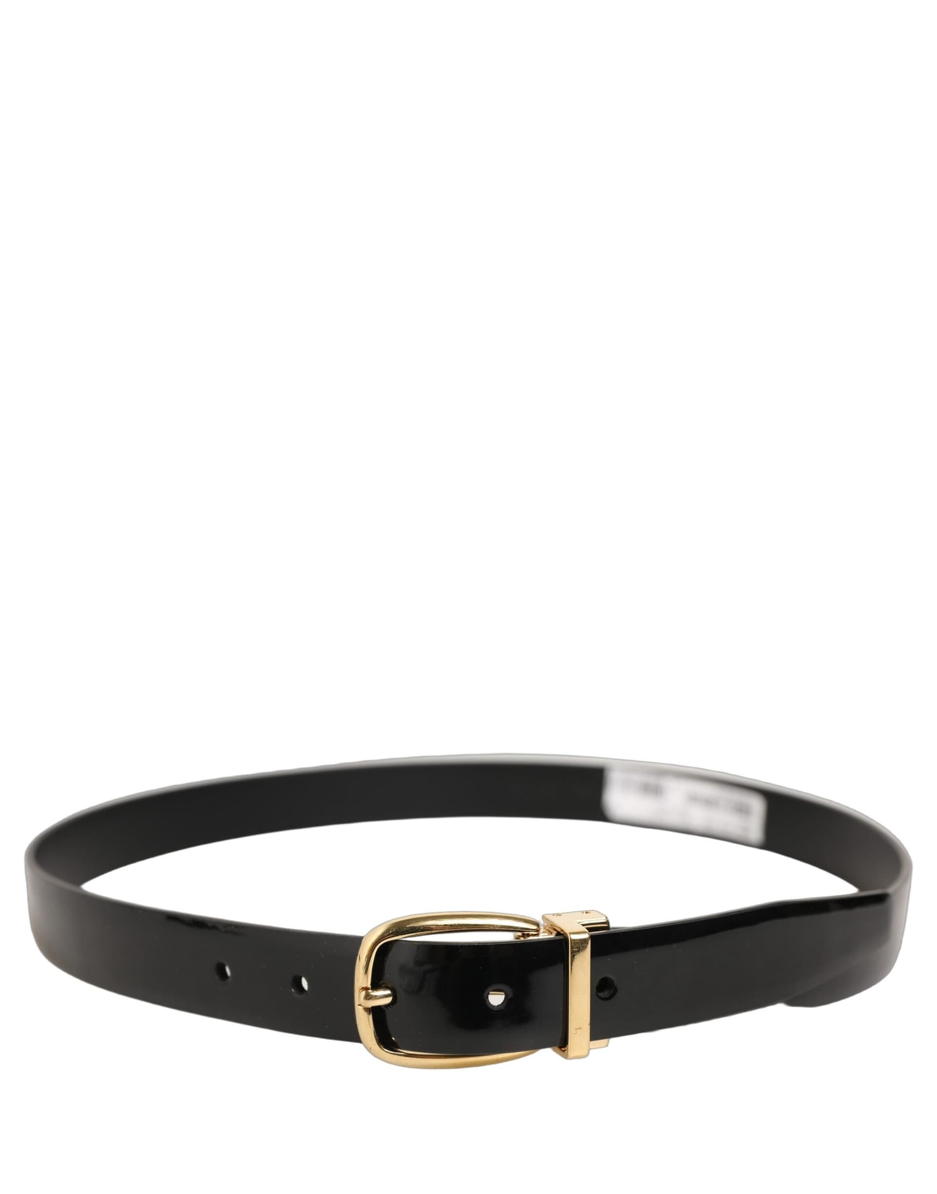 Dolce & Gabbana Black Classic Leather Gold Tone Buckle Belt - 2