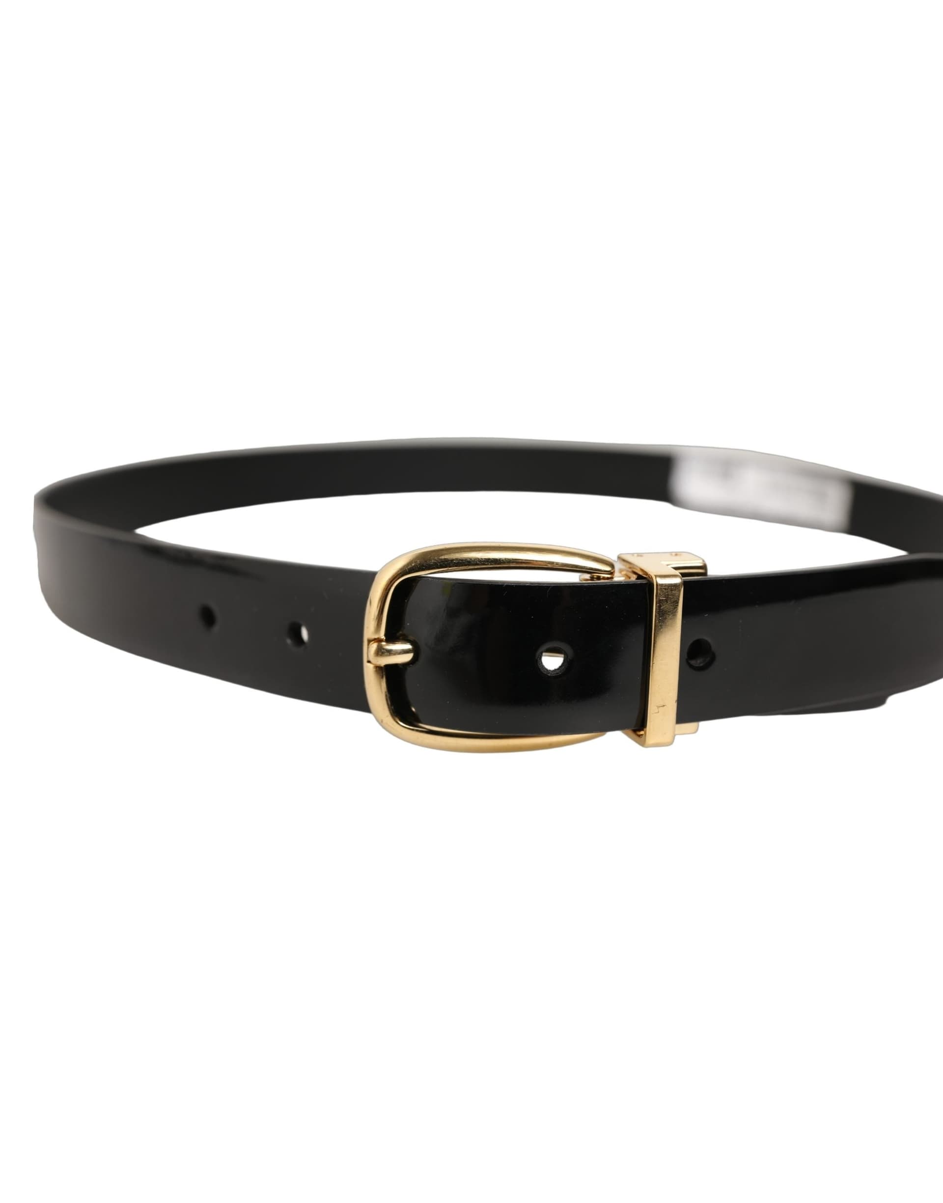 Dolce & Gabbana Black Classic Leather Gold Tone Buckle Belt - 3