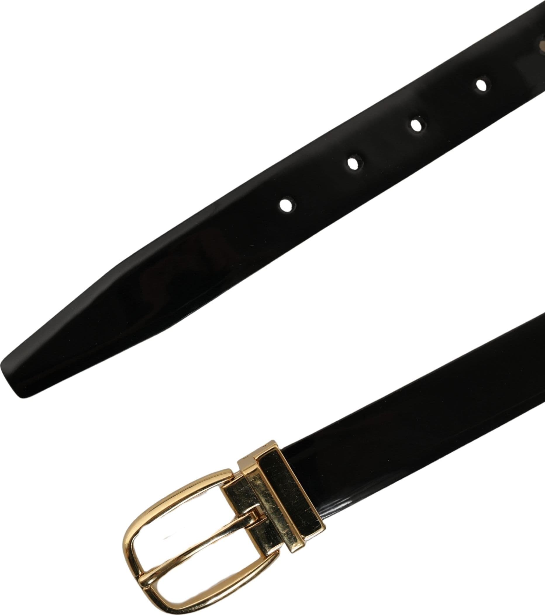 Dolce & Gabbana Black Classic Leather Gold Tone Buckle Belt - 7