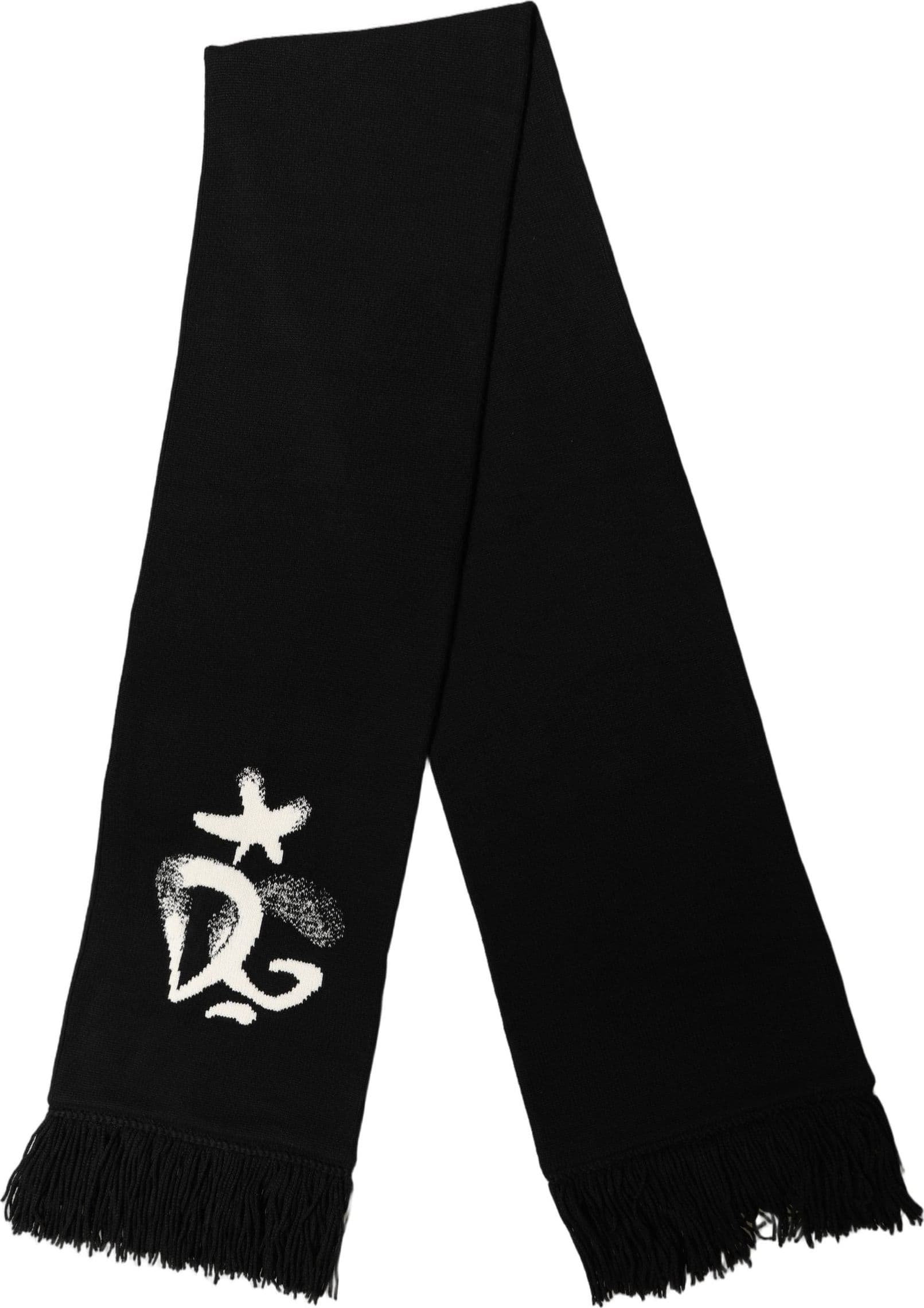 Dolce & Gabbana Black Cashmere Knitted Fringed Foulard Scarf - 4