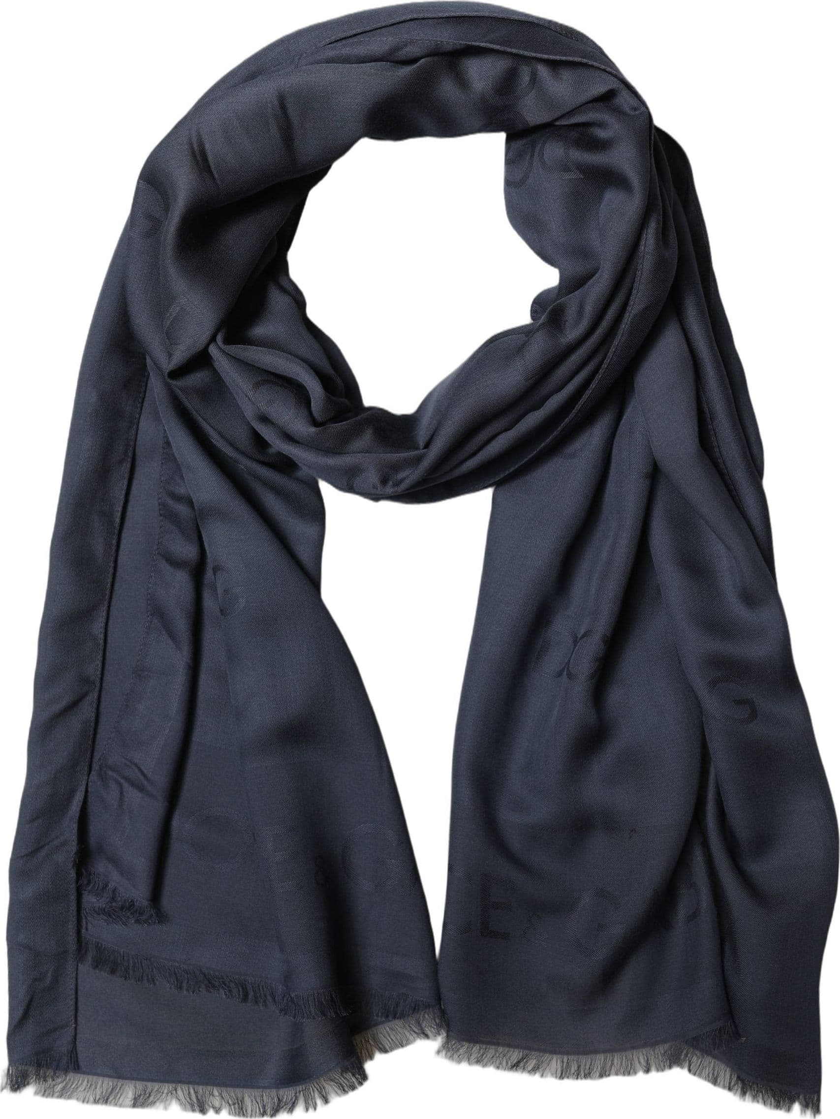 Dolce & Gabbana Dark Blue Modal Frayed Edge Lace Stole Scarf - 2