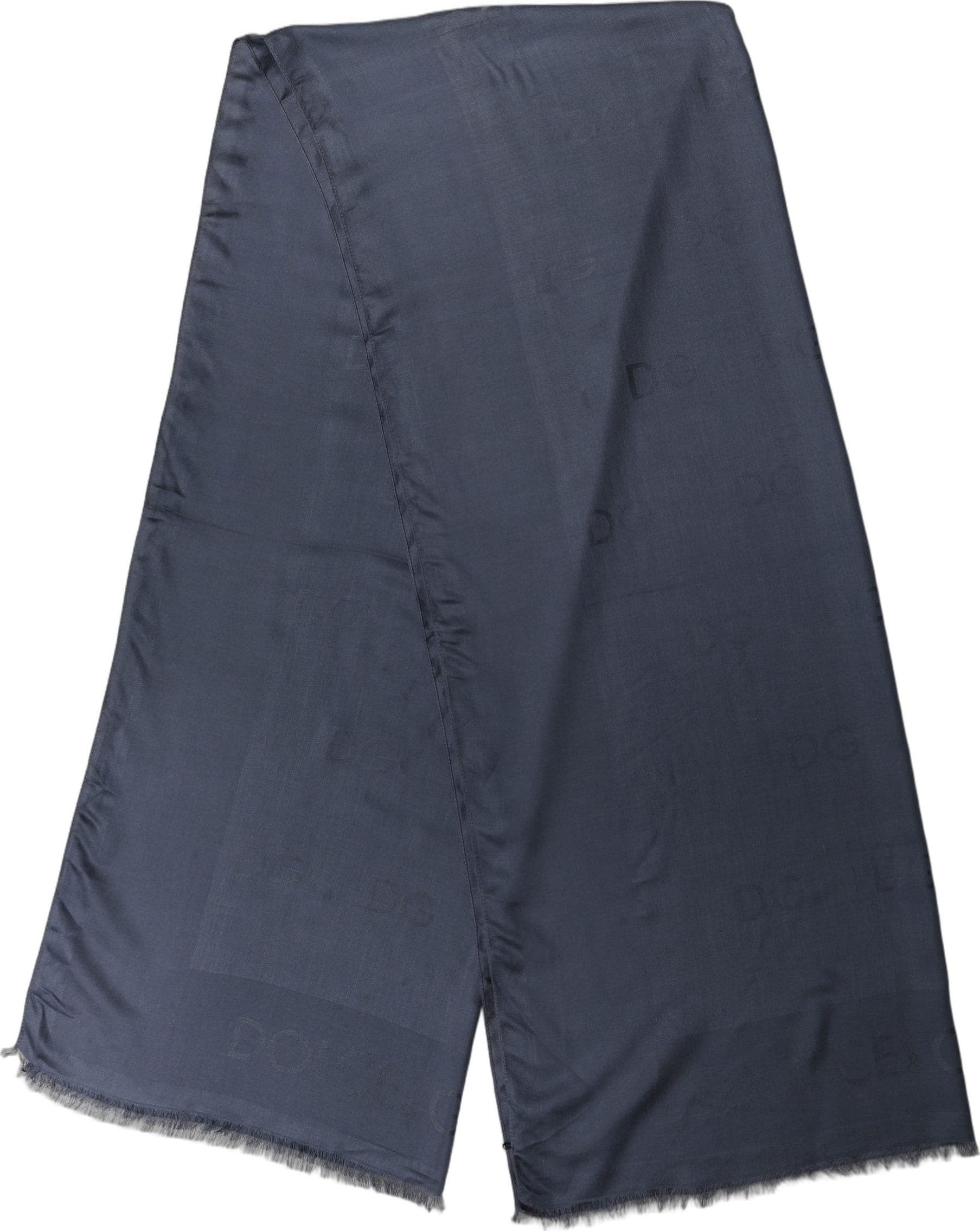 Dolce & Gabbana Dark Blue Modal Frayed Edge Lace Stole Scarf - 3