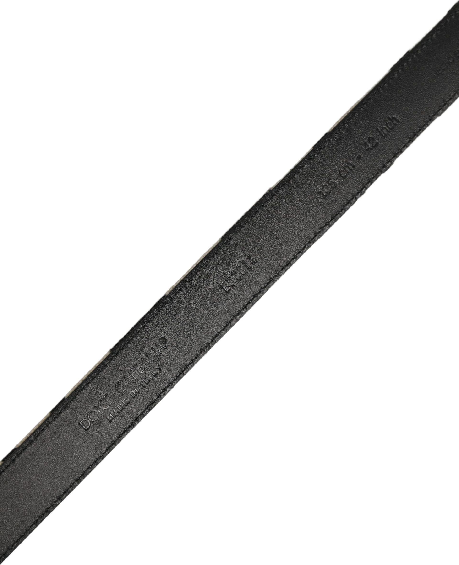 Dolce & Gabbana Black Ivory Silver Tone Metal Buckle Belt - 6