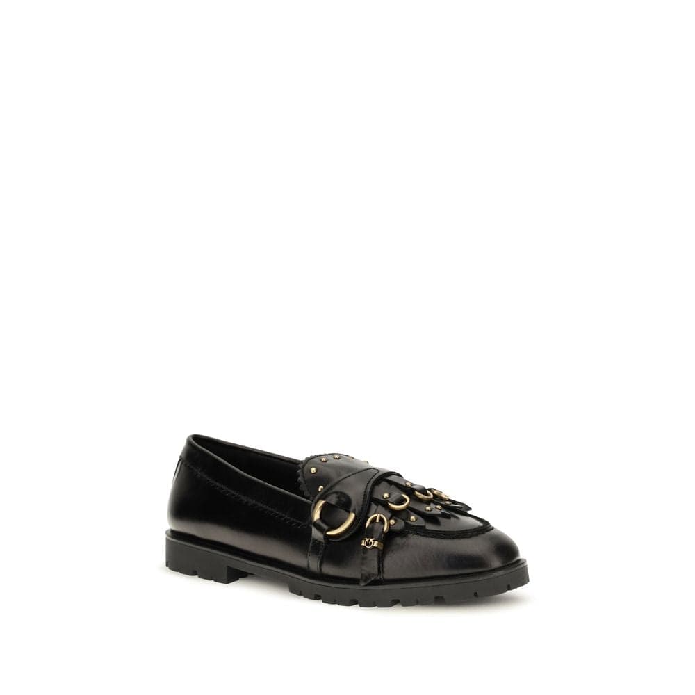 PINKO Black Calf Leather Bos Taurus Slip-On Loafers - 2