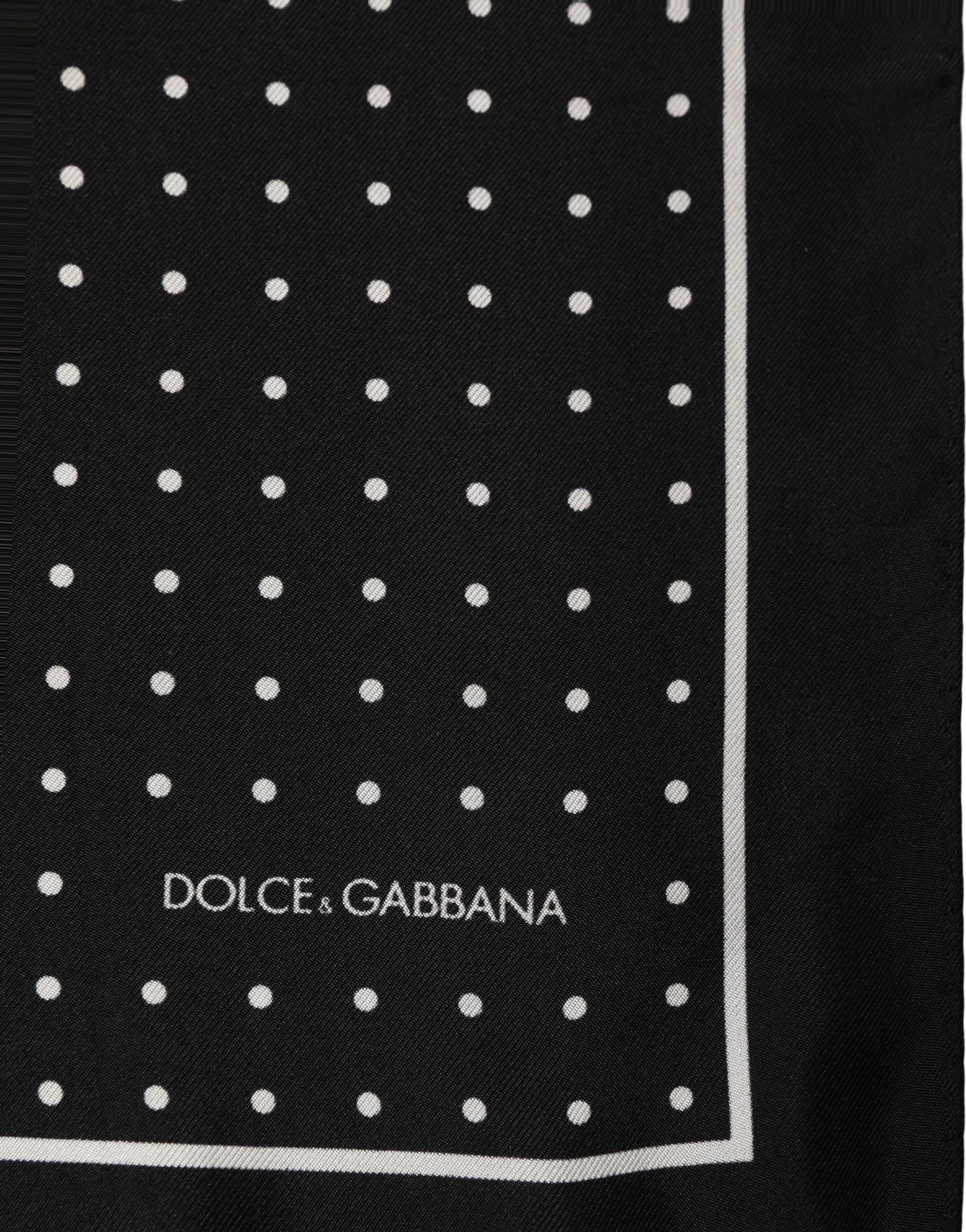 Dolce & Gabbana Black Polka Dot Pocket Square Foulard Scarf - 4