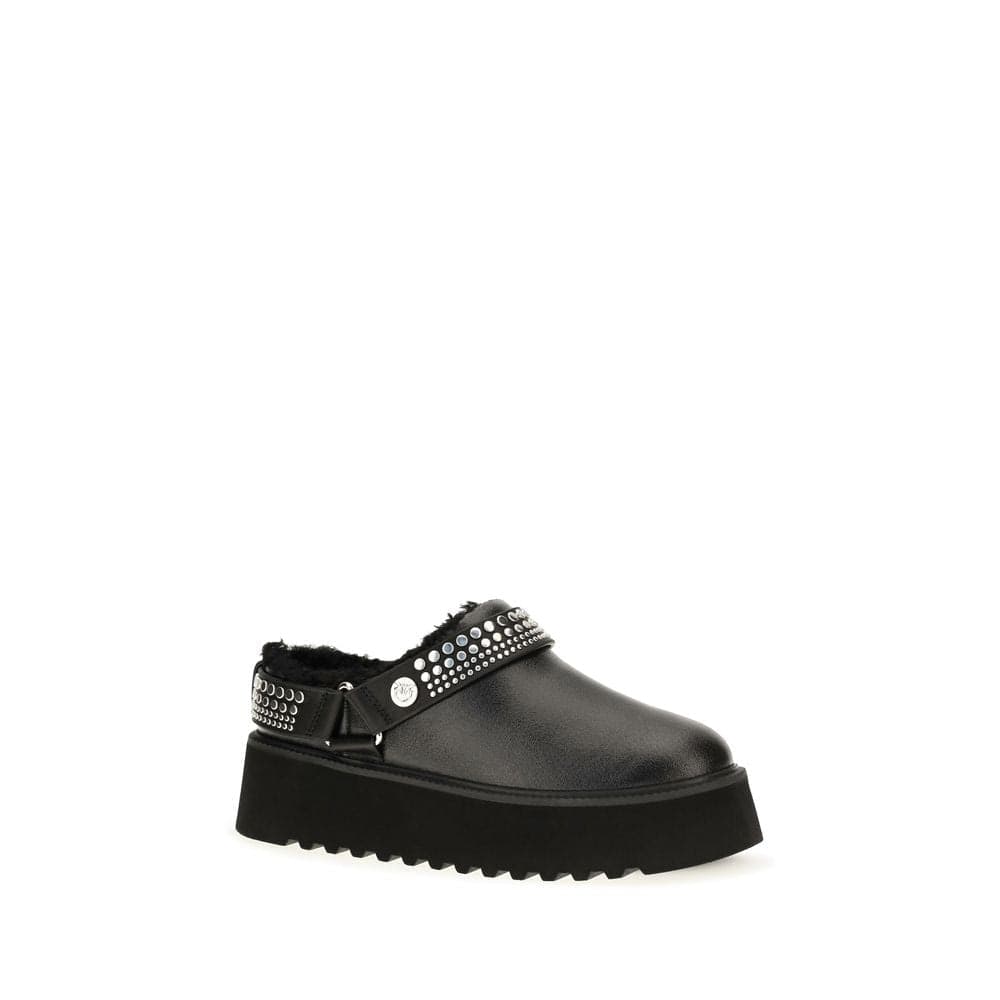 PINKO Black Calf Leather Bos Taurus Clogs - 2