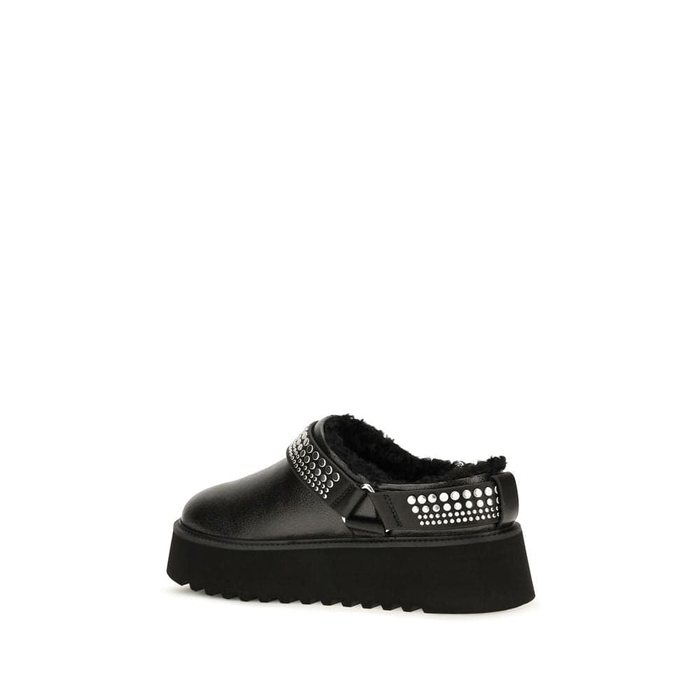 PINKO Black Calf Leather Bos Taurus Clogs - 3