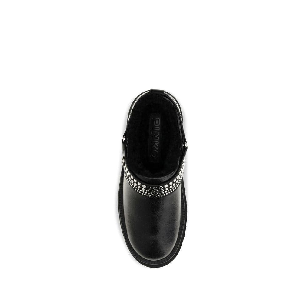 PINKO Black Calf Leather Bos Taurus Clogs - 4