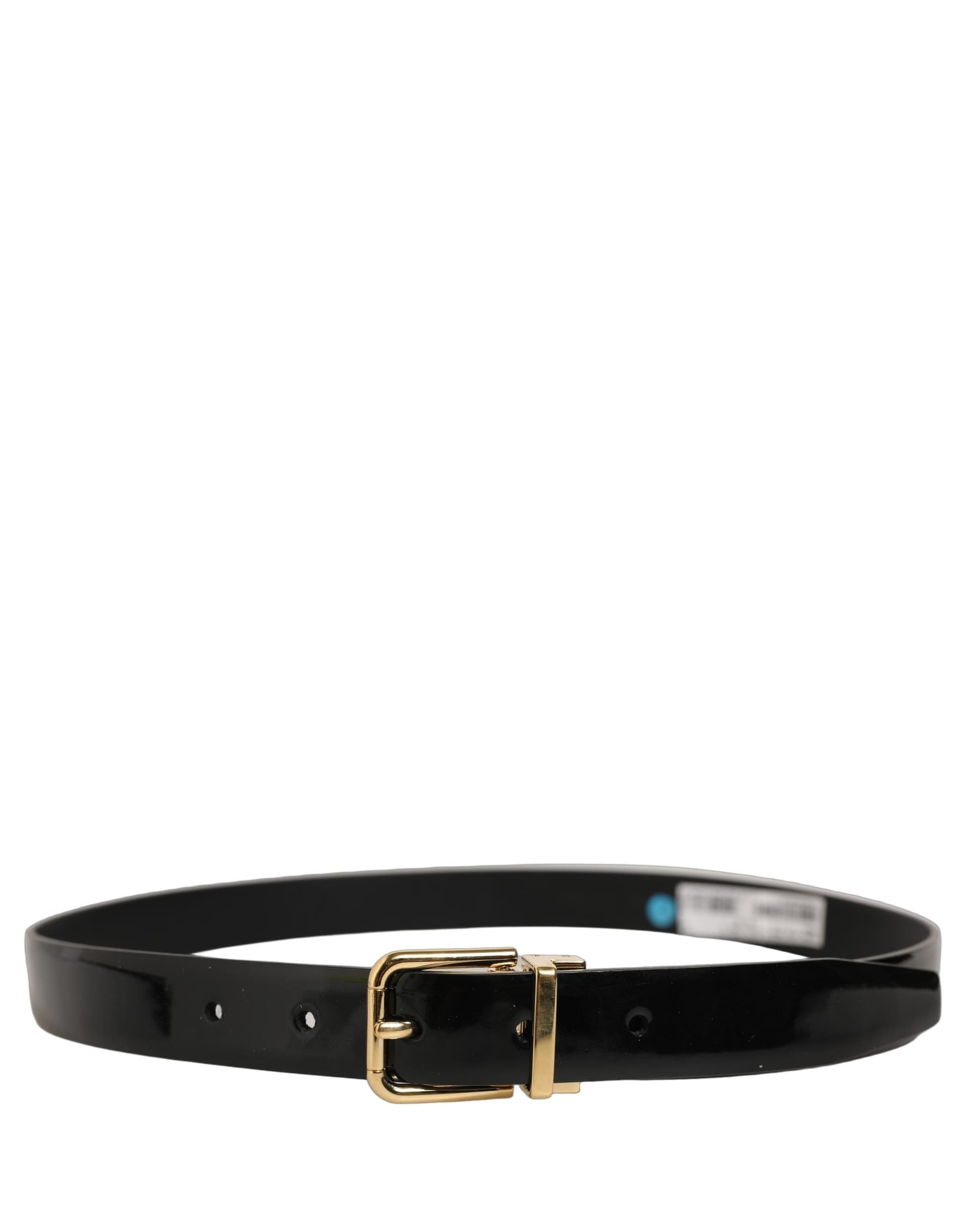 Dolce & Gabbana Black Classic Leather Gold Tone Buckle Belt - 2