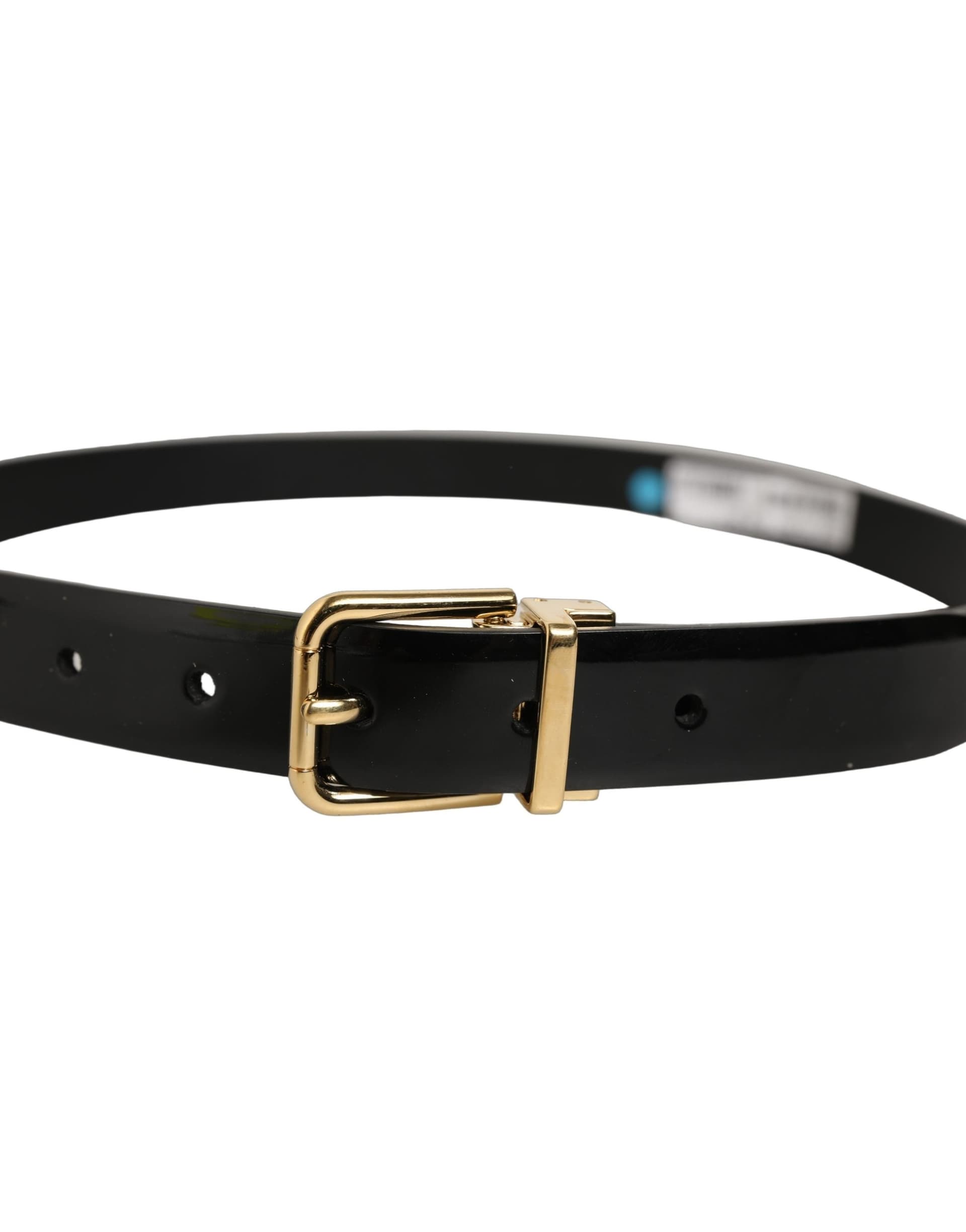 Dolce & Gabbana Black Classic Leather Gold Tone Buckle Belt - 3