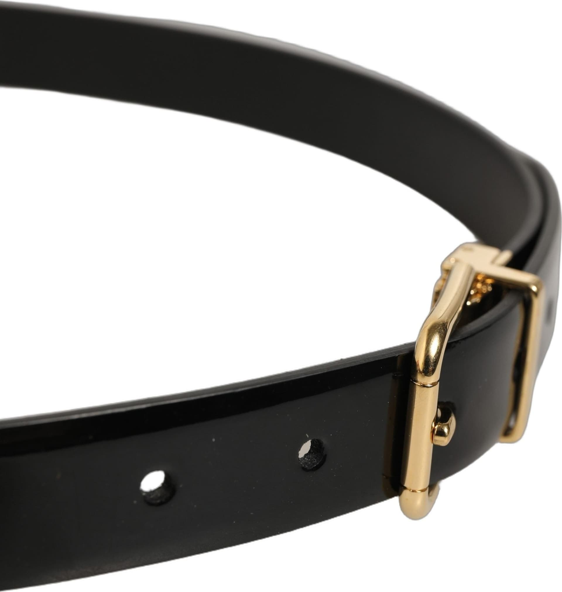 Dolce & Gabbana Black Classic Leather Gold Tone Buckle Belt - 4