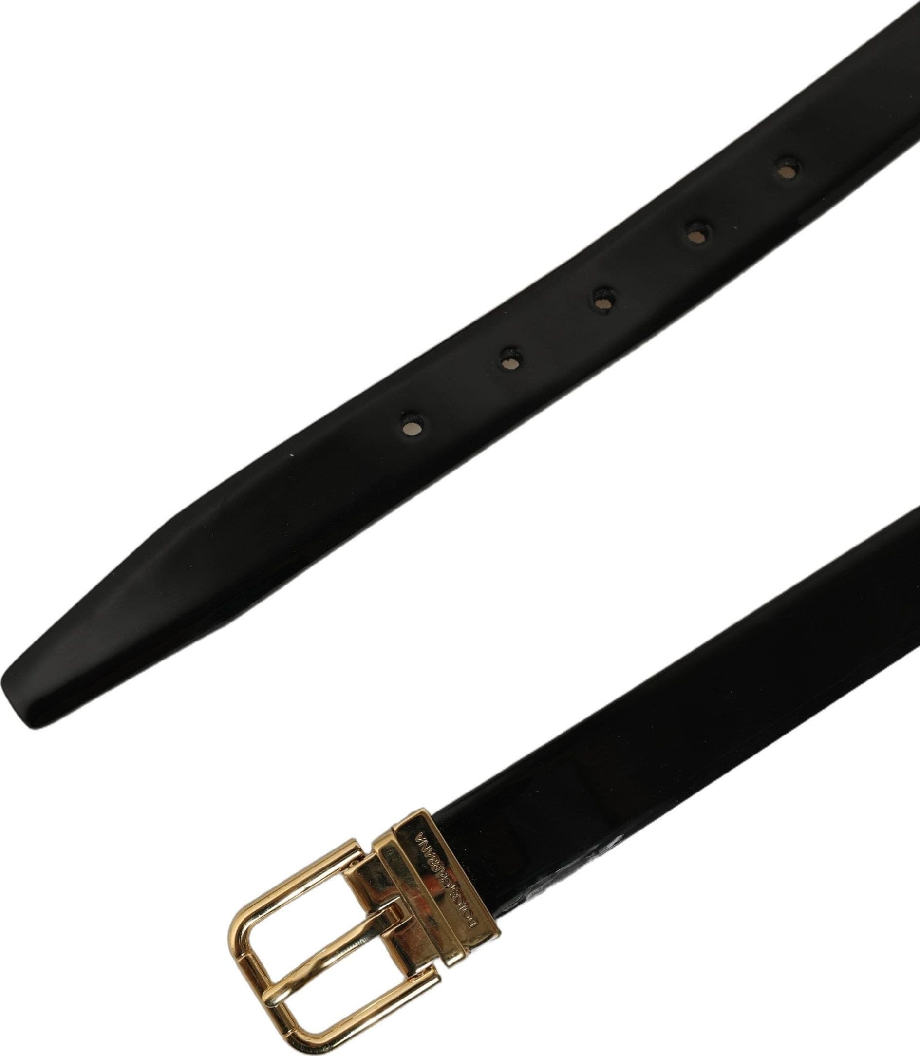 Dolce & Gabbana Black Classic Leather Gold Tone Buckle Belt - 7