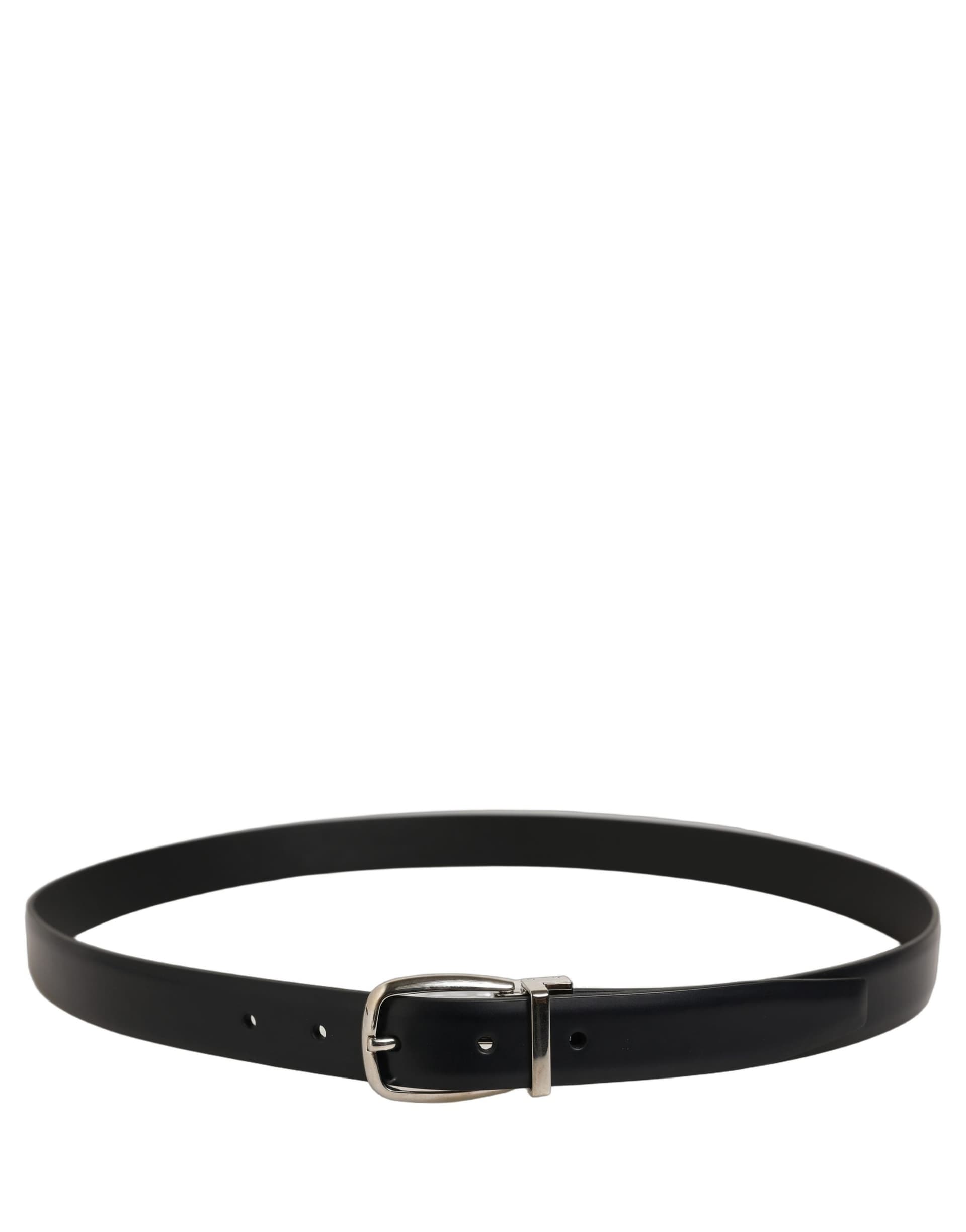 Dolce & Gabbana Blue Calf Leather Silver Metal Buckle Belt - 2