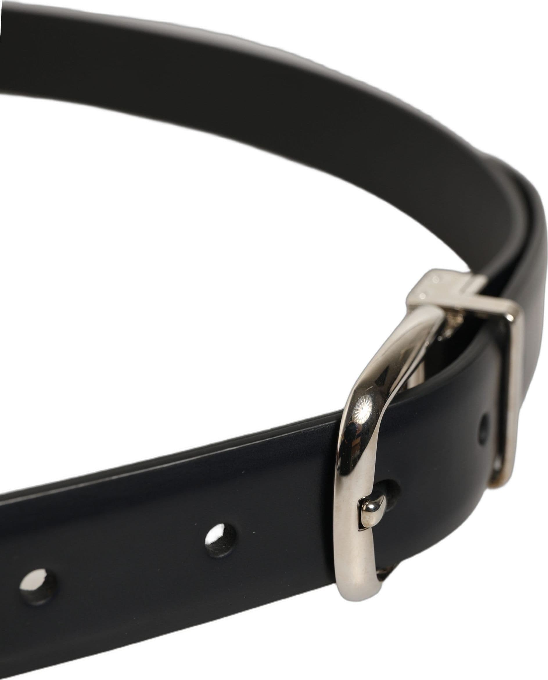 Dolce & Gabbana Blue Calf Leather Silver Metal Buckle Belt - 4