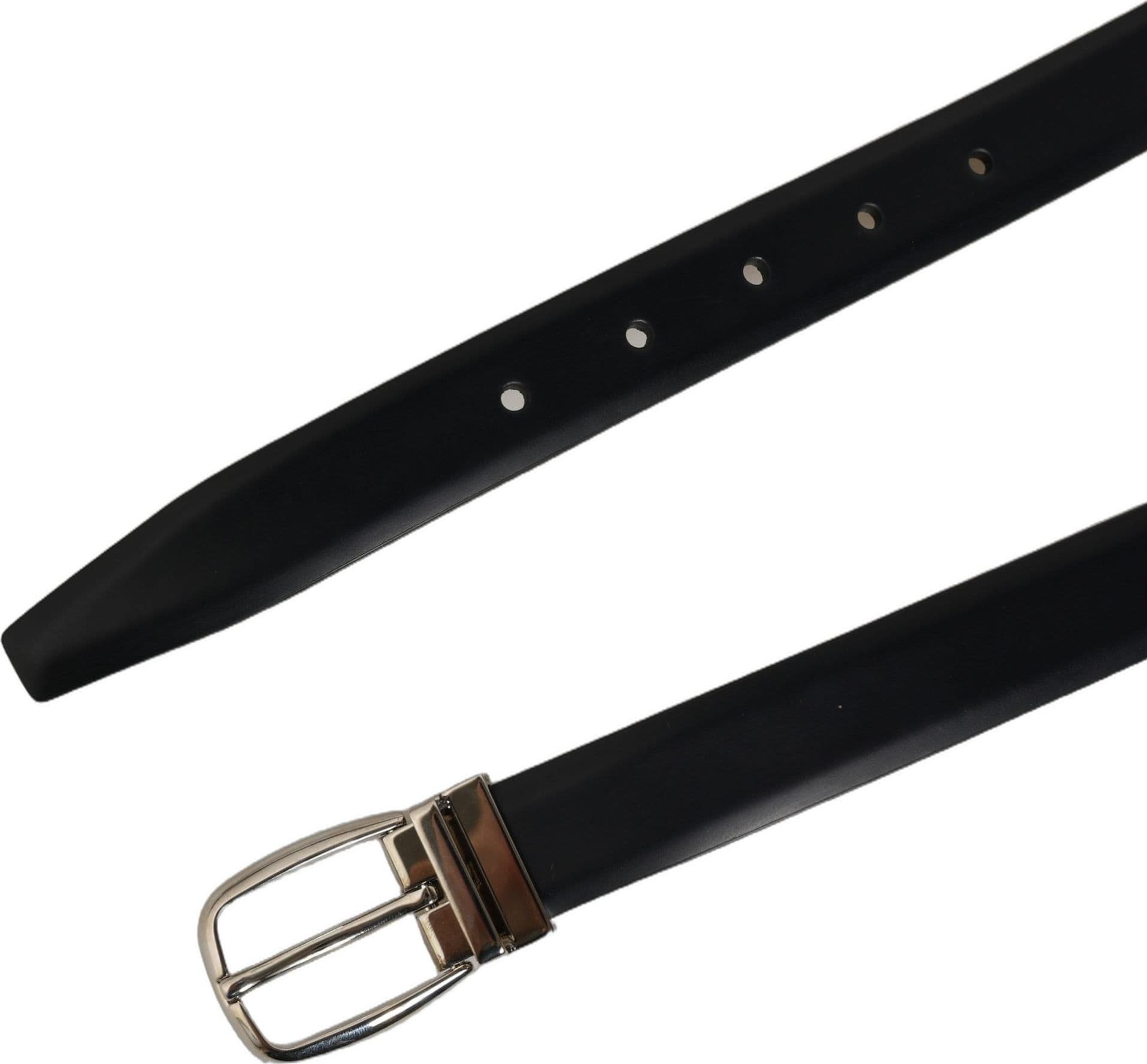 Dolce & Gabbana Blue Calf Leather Silver Metal Buckle Belt - 7