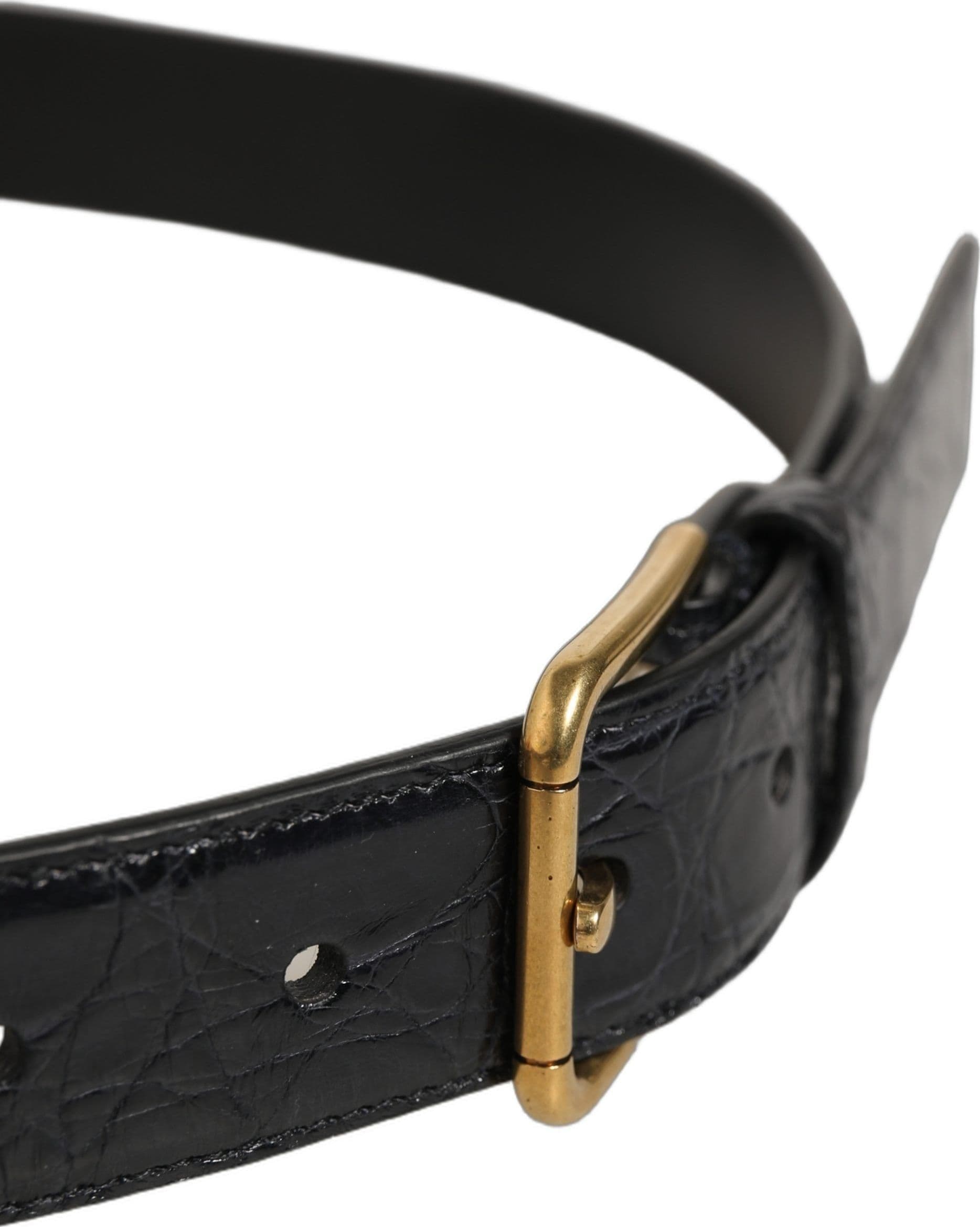 Dolce & Gabbana Beige Black Woven Leather Metal Buckle Belt - 5
