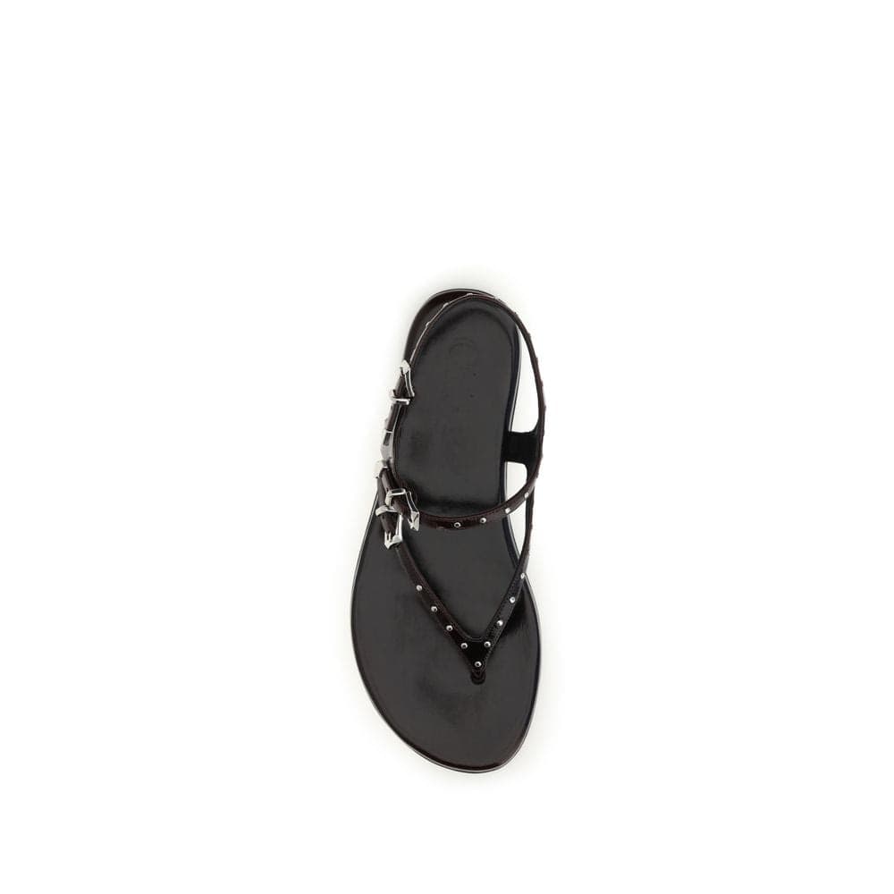 Chloé Black Calf Leather Bos Taurus Flat Sandals - 4