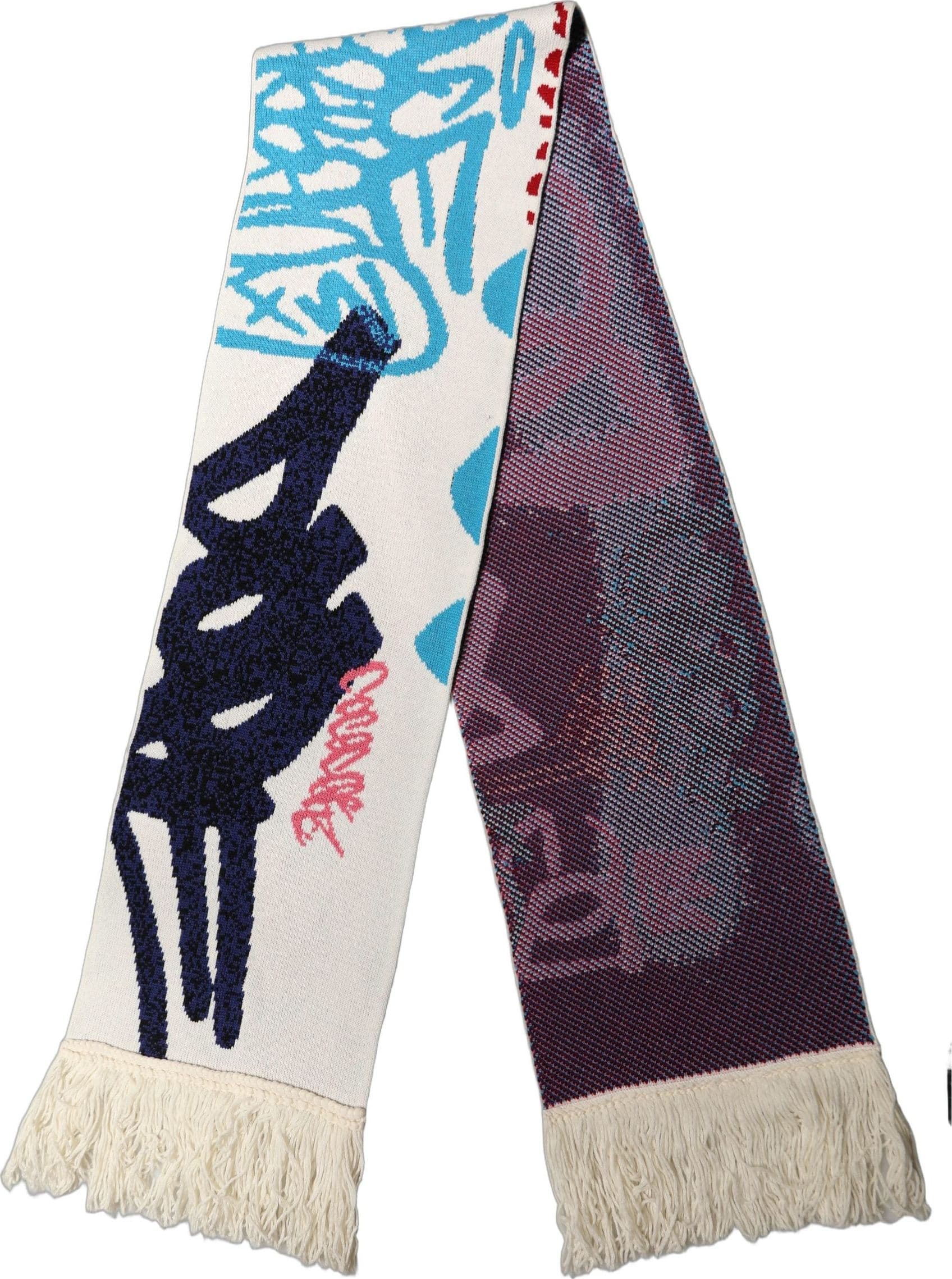 Dolce & Gabbana White Graphic Cashmere Fringed Shawl Scarf - 3
