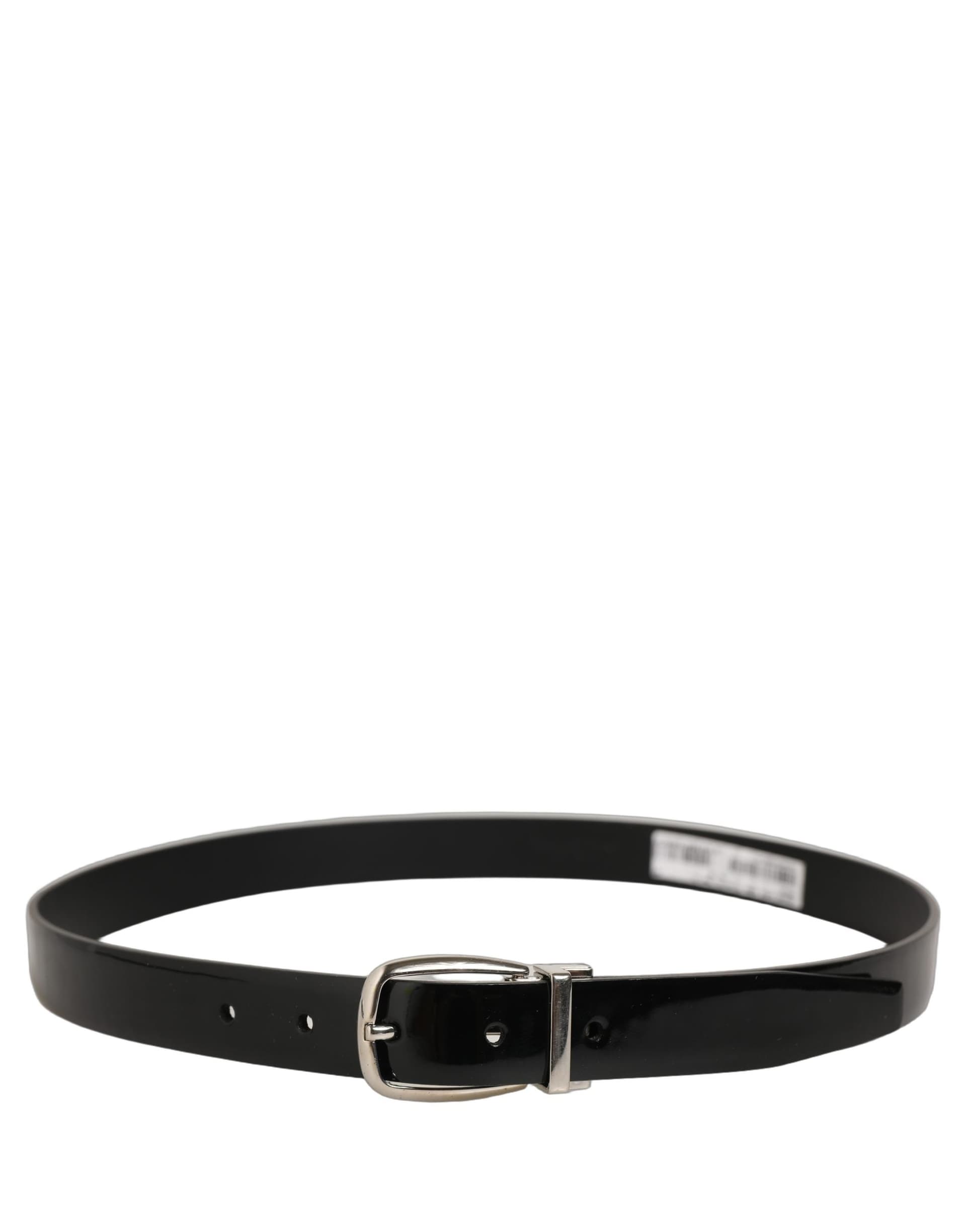 Dolce & Gabbana Black Classic Leather Silver Tone Buckle Belt - 2
