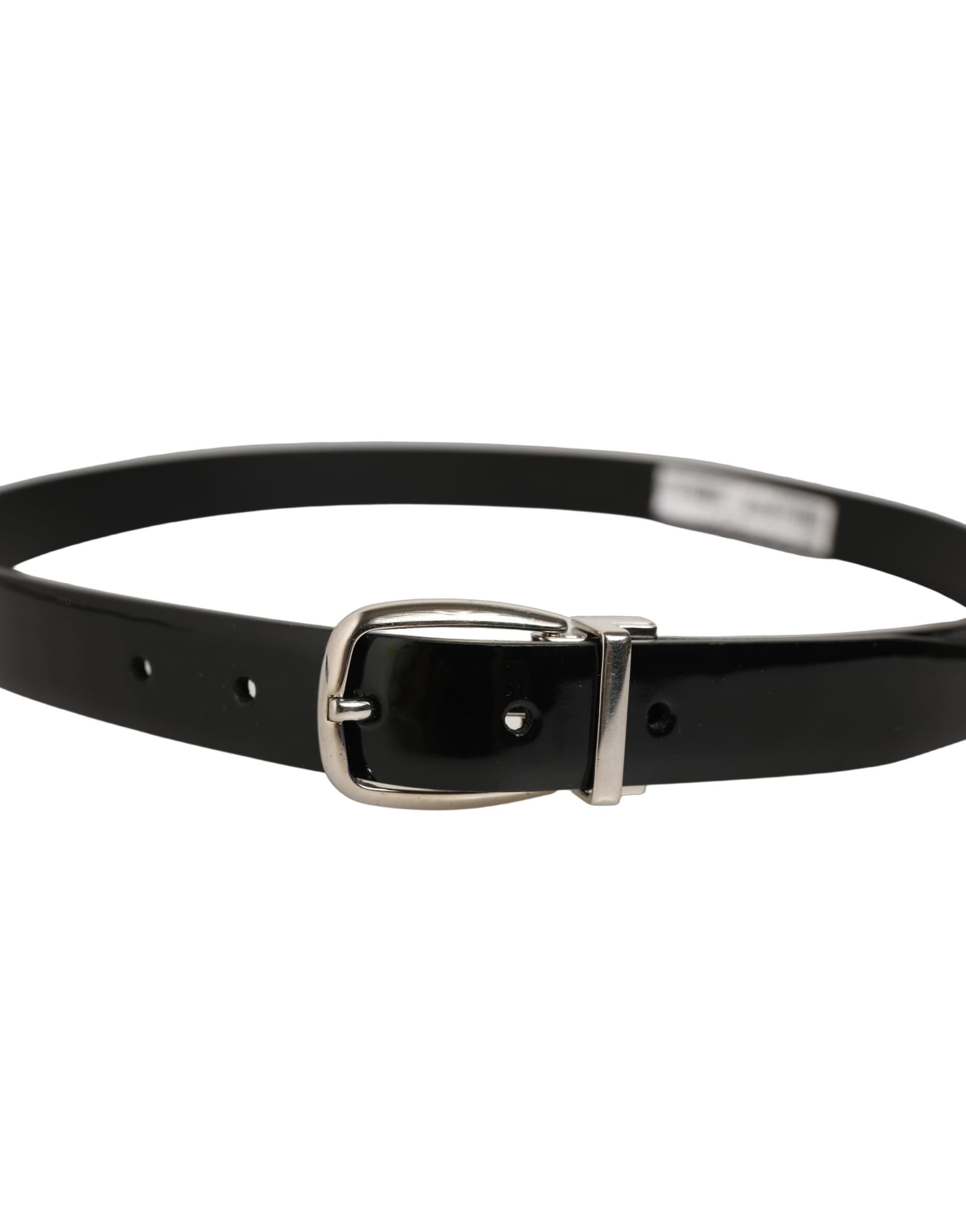 Dolce & Gabbana Black Classic Leather Silver Tone Buckle Belt - 3