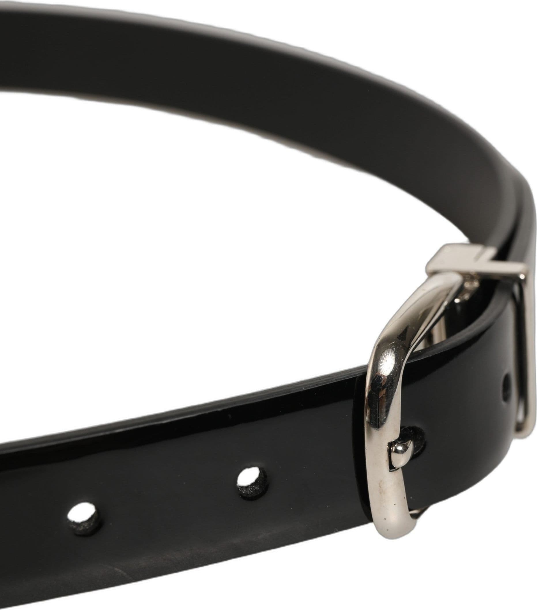 Dolce & Gabbana Black Classic Leather Silver Tone Buckle Belt - 4
