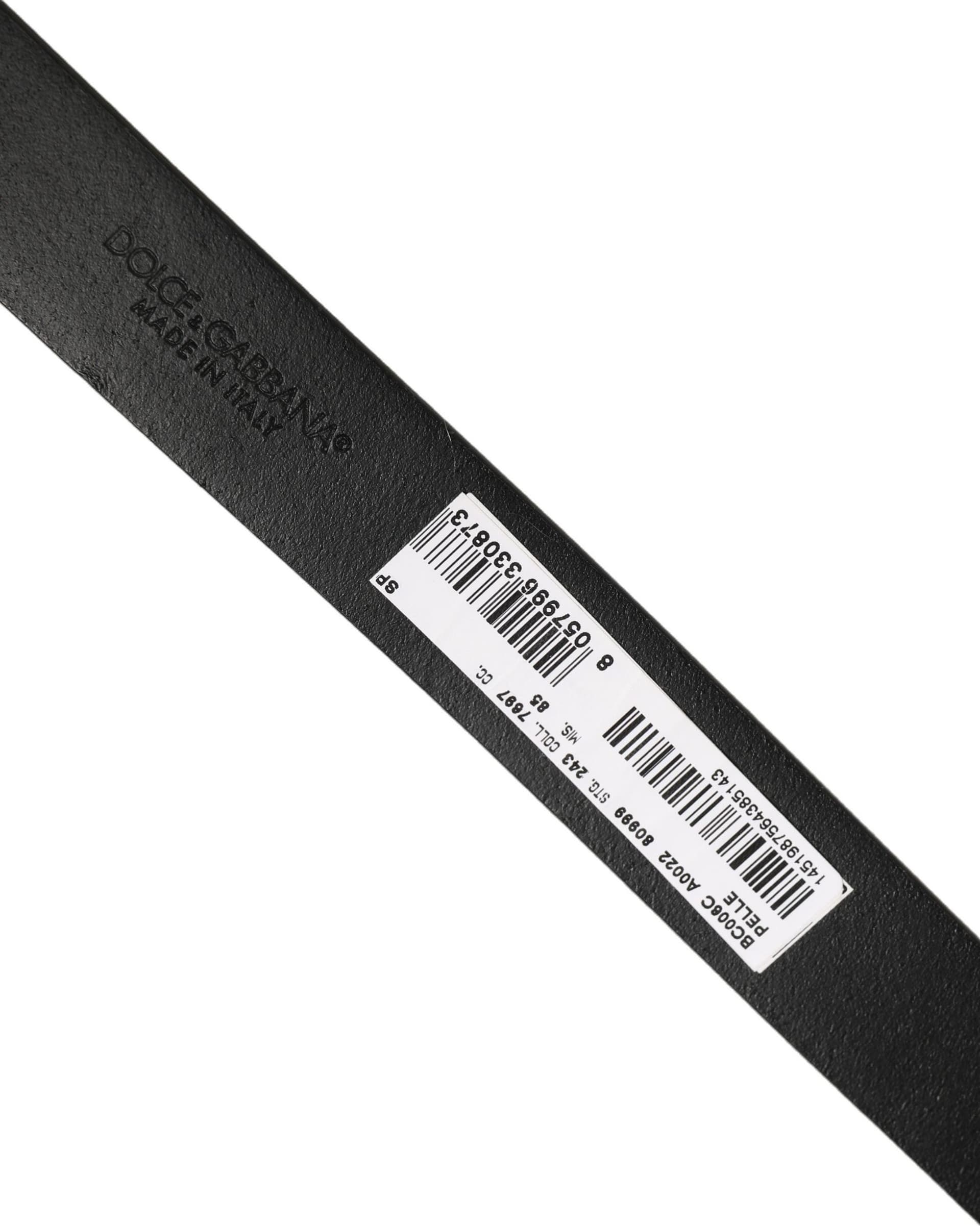 Dolce & Gabbana Black Classic Leather Silver Tone Buckle Belt - 6