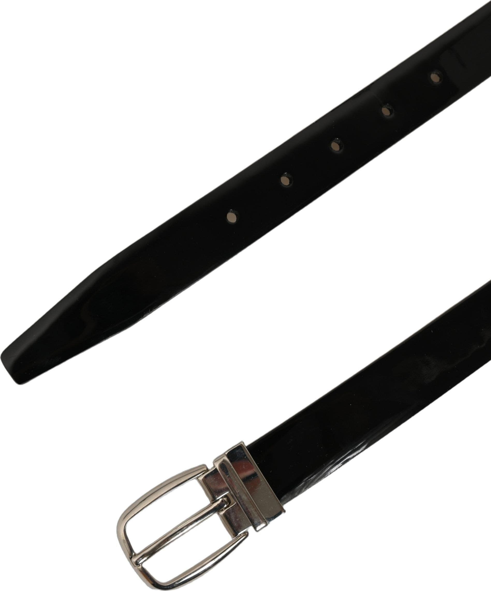 Dolce & Gabbana Black Classic Leather Silver Tone Buckle Belt - 7
