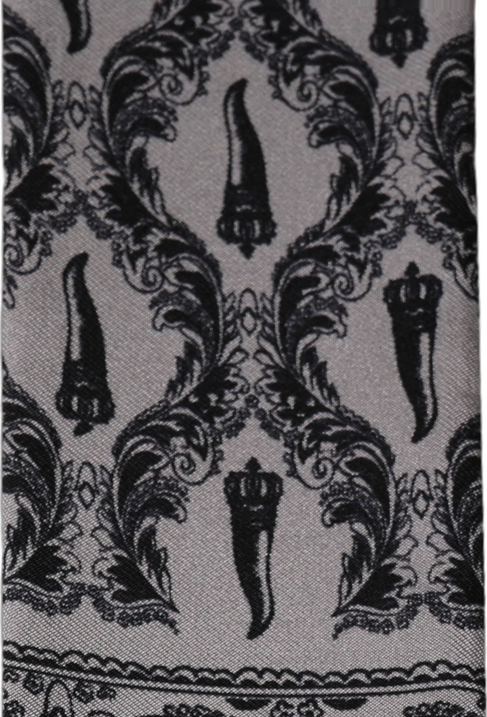 Dolce & Gabbana Gray Baroque Silk Fringed Skinny Foulard Scarf - 6