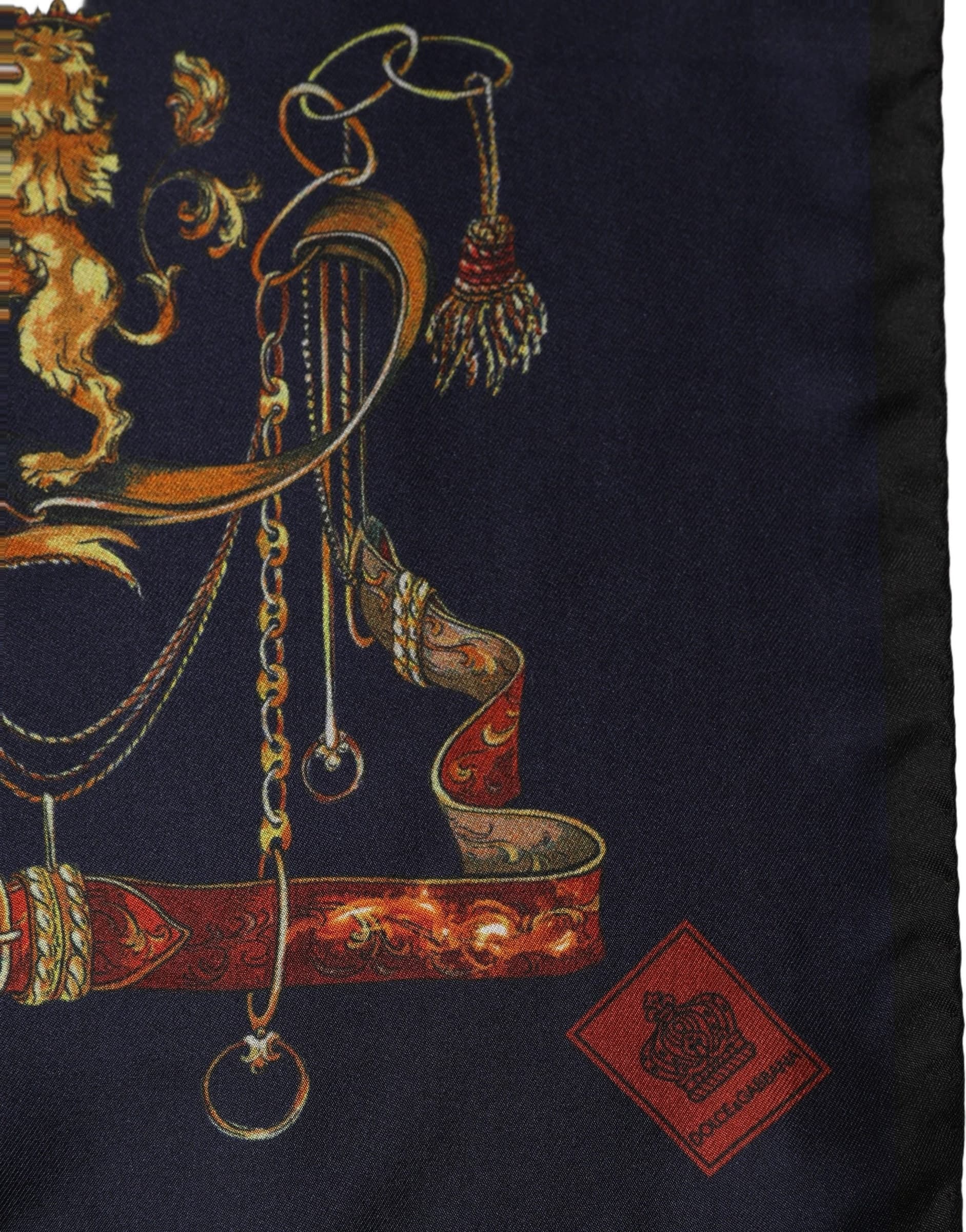 Dolce & Gabbana Navy Blue Heraldic Silk Square Foulard Scarf - 4