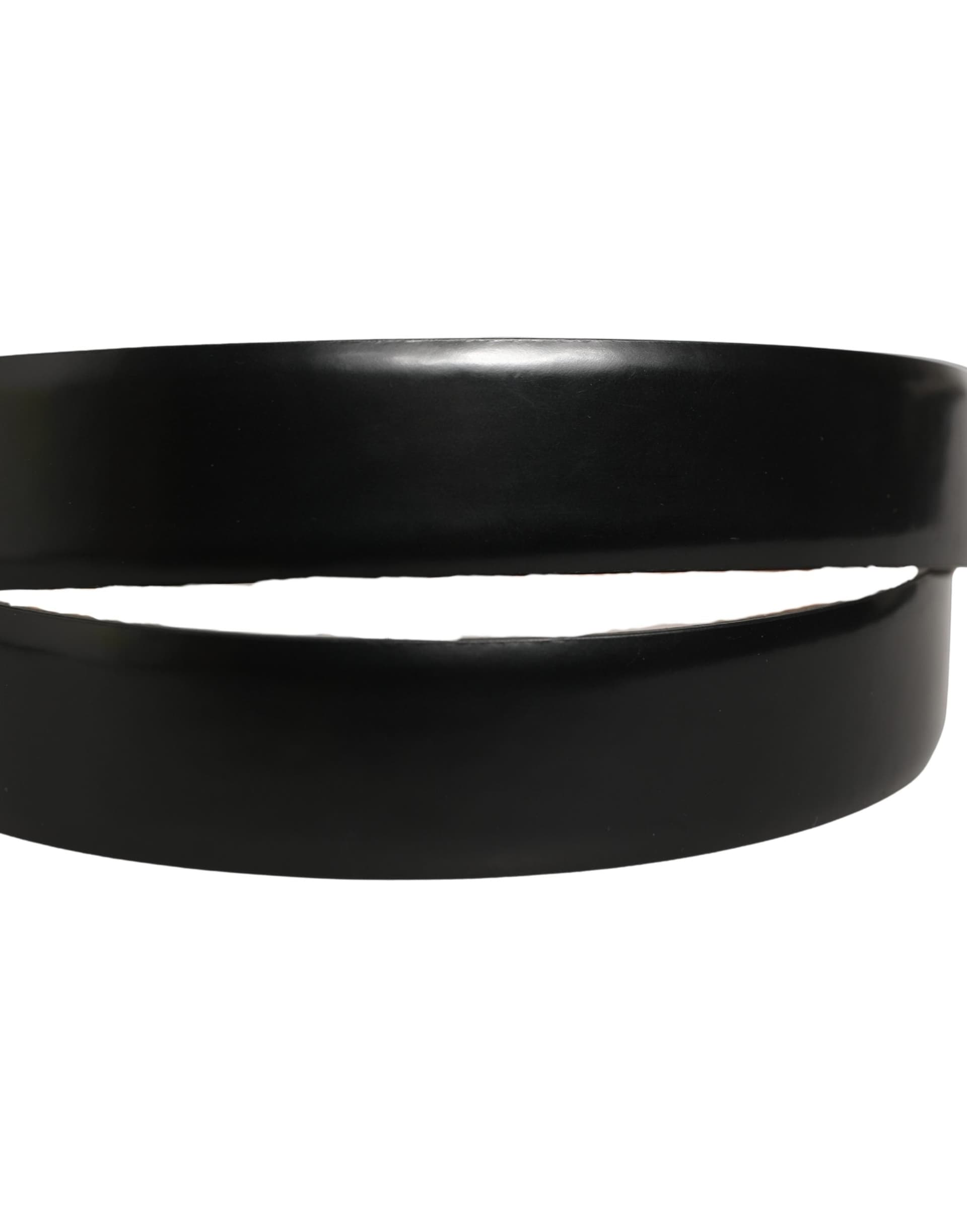 Dolce & Gabbana Black Calf Leather Silver Metal Buckle Belt - 5