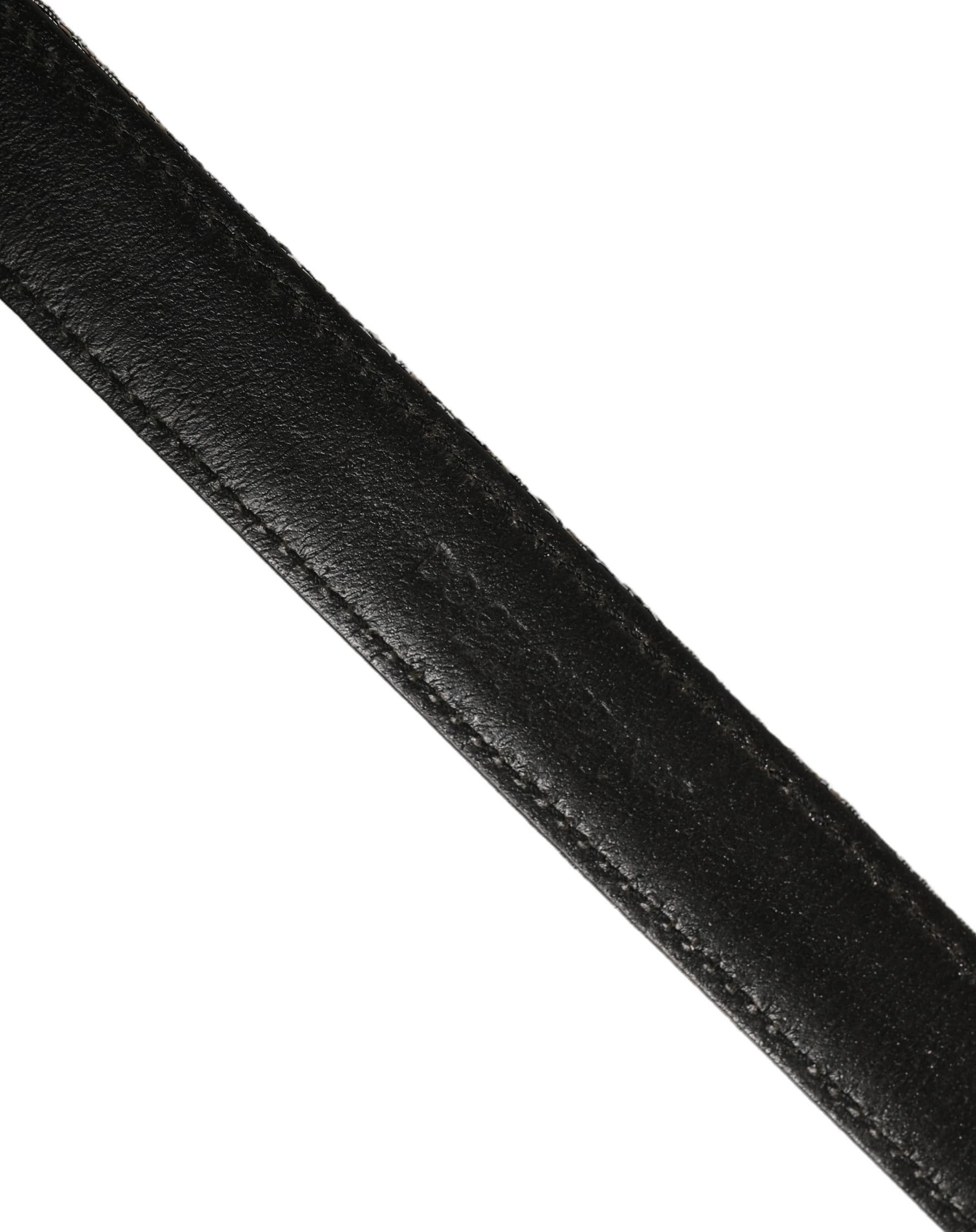 Dolce & Gabbana Silver Black Floral Jacquard Metal Buckle Belt - 6