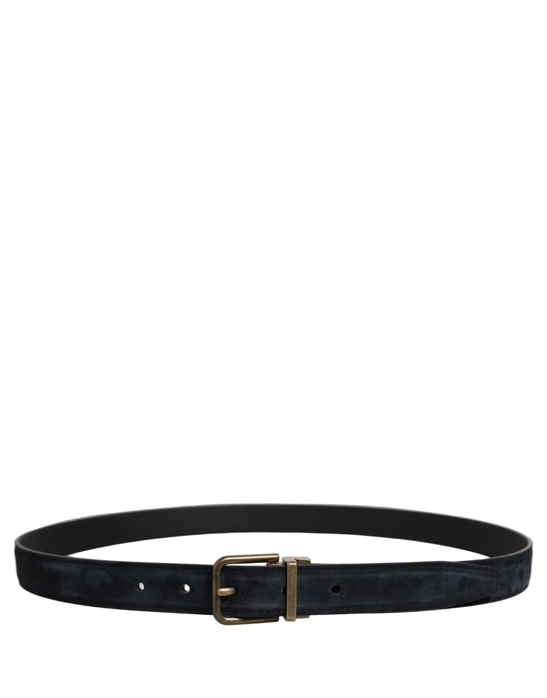 Dolce & Gabbana Men Black Leather Gold Tone Metal Buckle Belt - 2