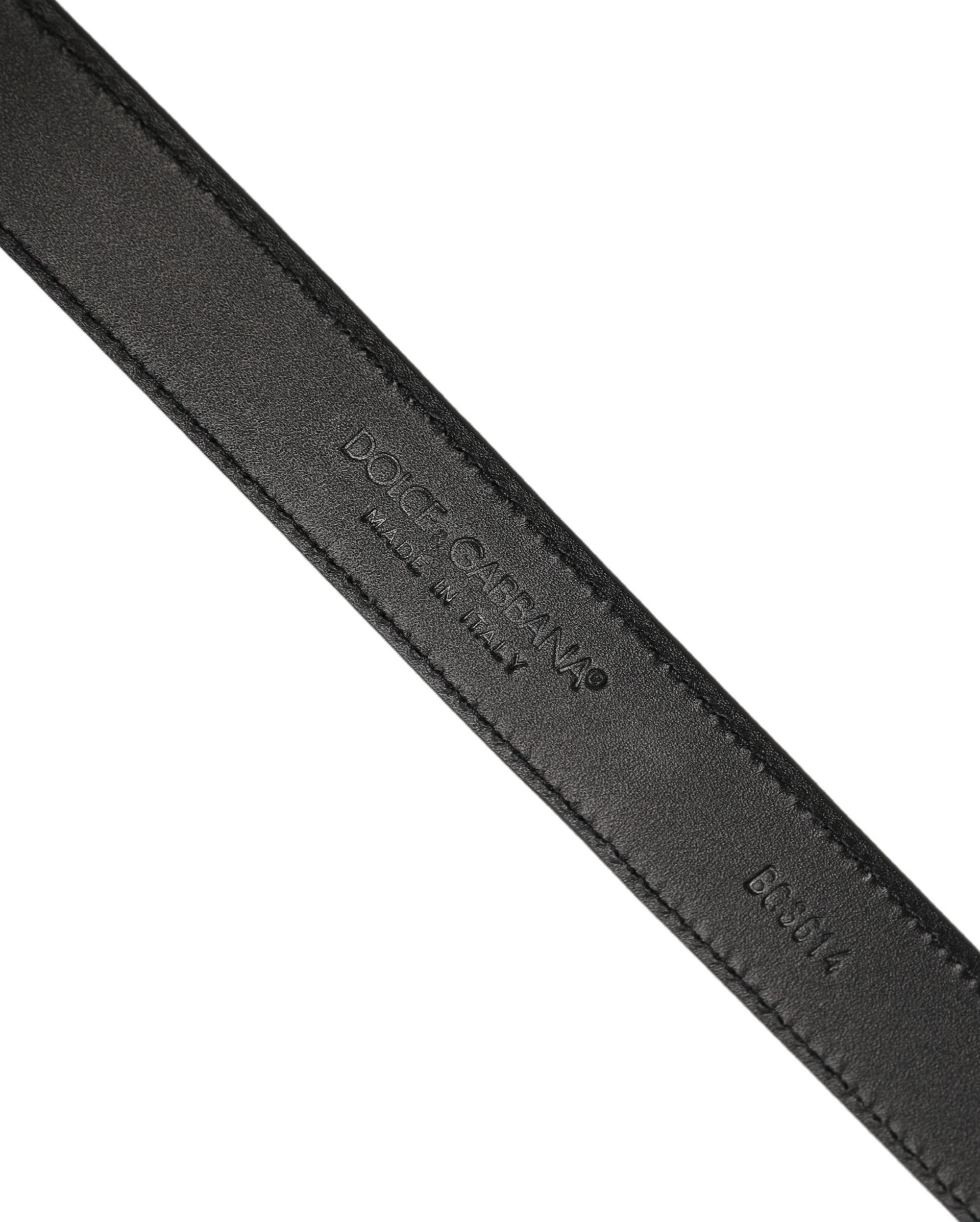 Dolce & Gabbana Men Black Leather Gold Tone Metal Buckle Belt - 6