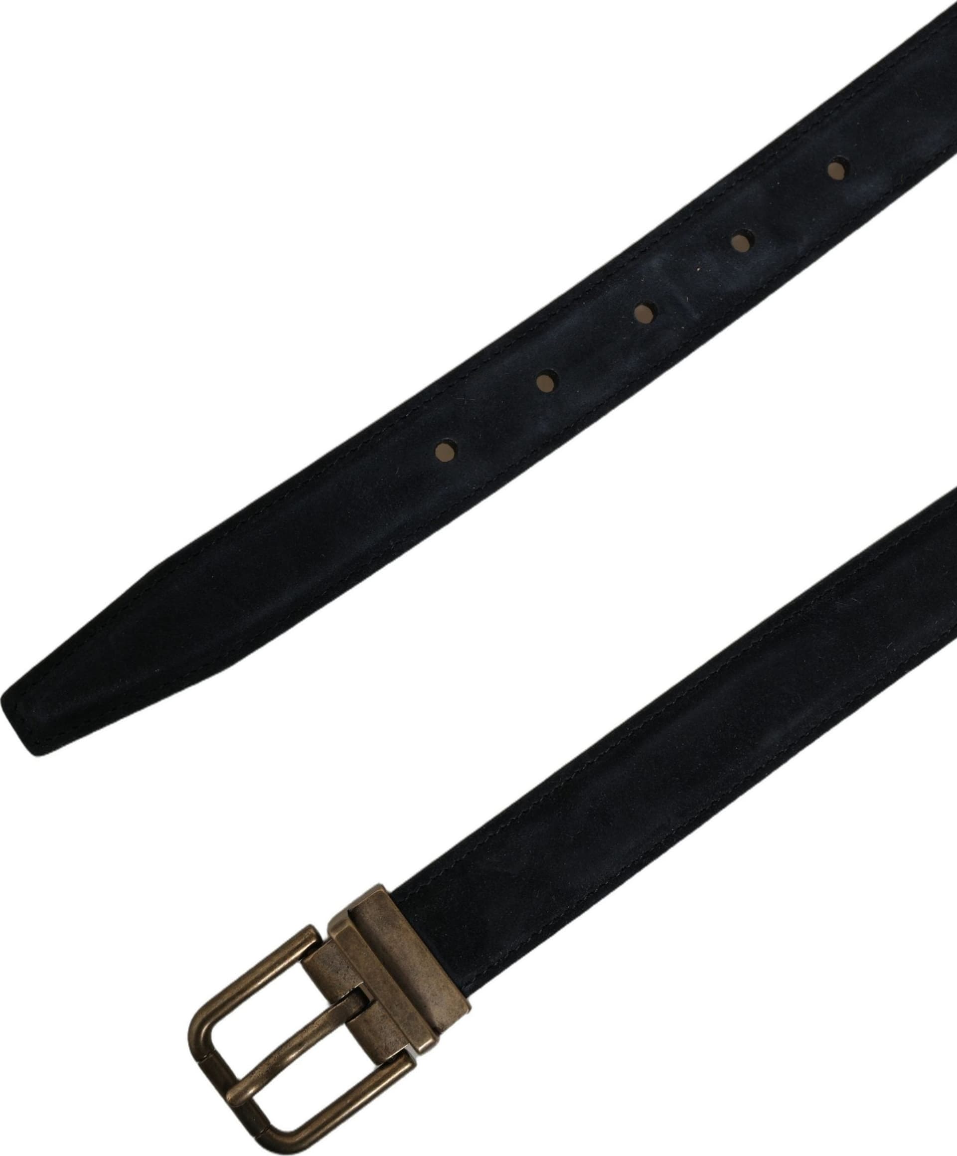 Dolce & Gabbana Men Black Leather Gold Tone Metal Buckle Belt - 7