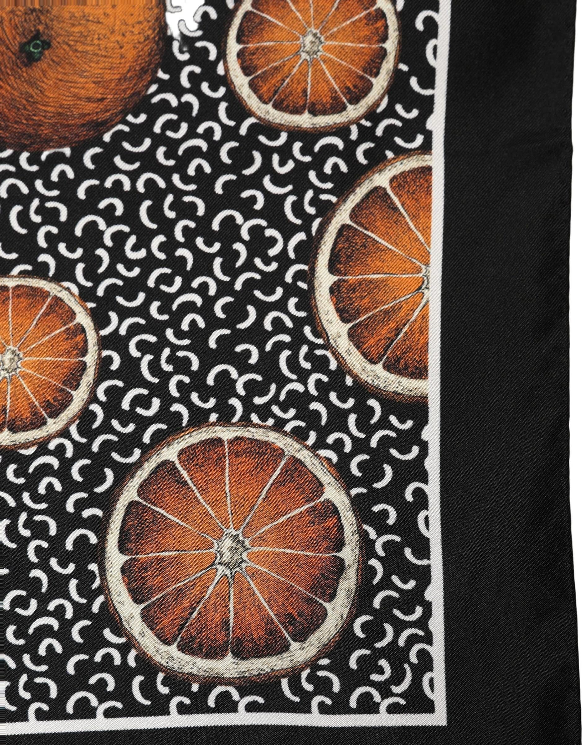 Dolce & Gabbana Black Silk Orange Pocket Square Foulard Scarf - 4