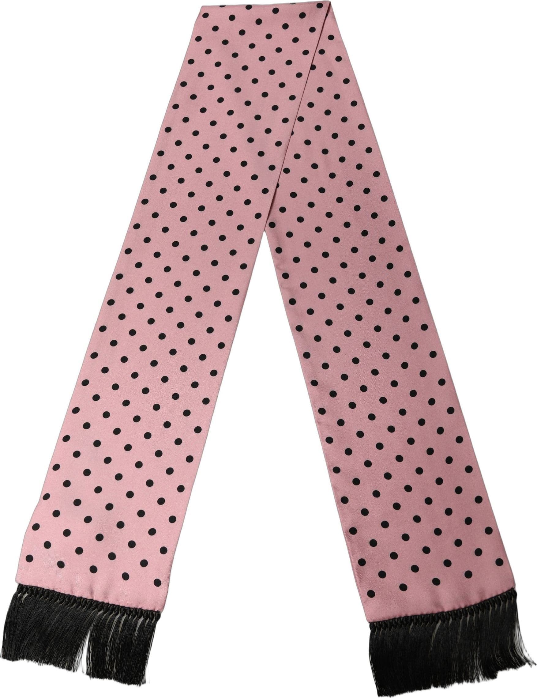 Dolce & Gabbana Pink Polka Dot Silk Fringed Lace Stole Scarf - 3