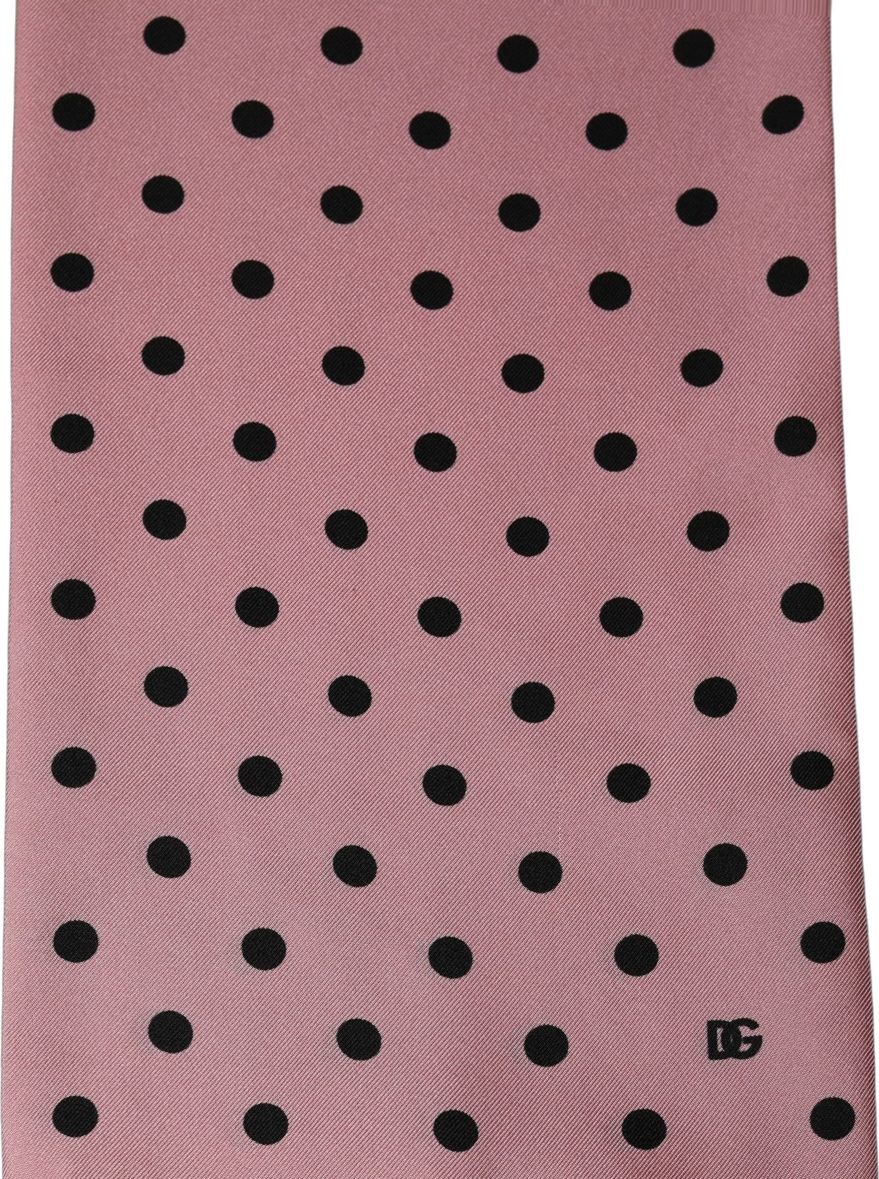 Dolce & Gabbana Pink Polka Dot Silk Fringed Lace Stole Scarf - 4